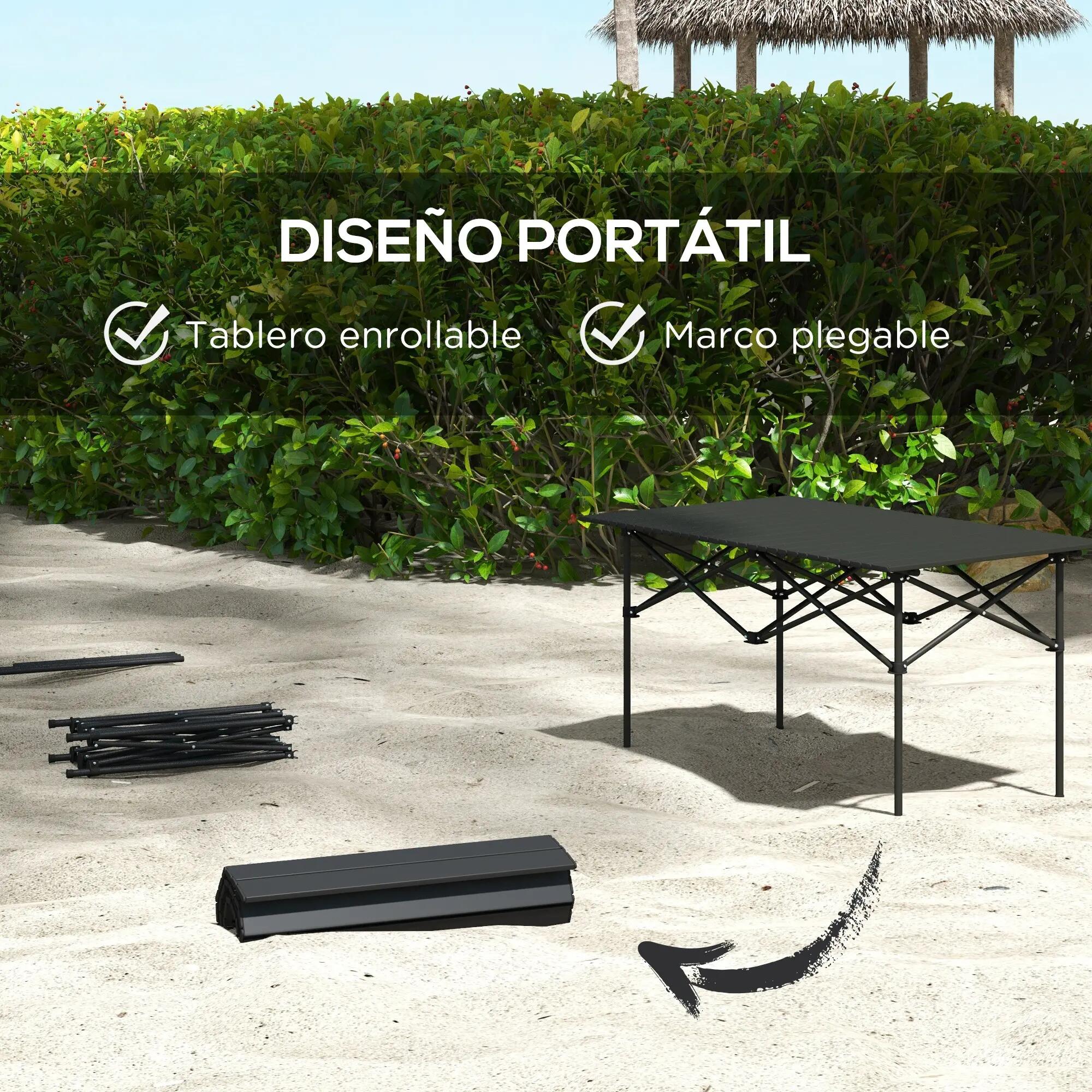 Table pliante de camping - Rectangulaire - Portable - Noir 6/6