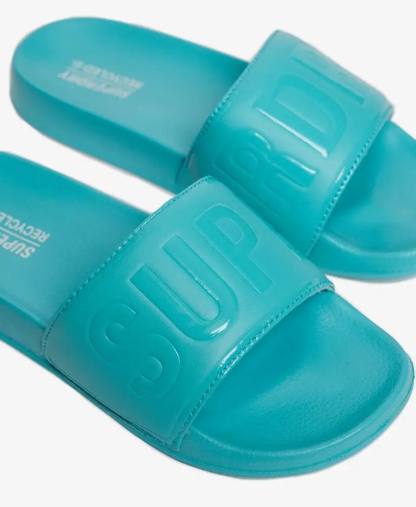 superdry Code Core Pool Sliders — chinelos com tira almofadada – Aquamarine Blue 4/7