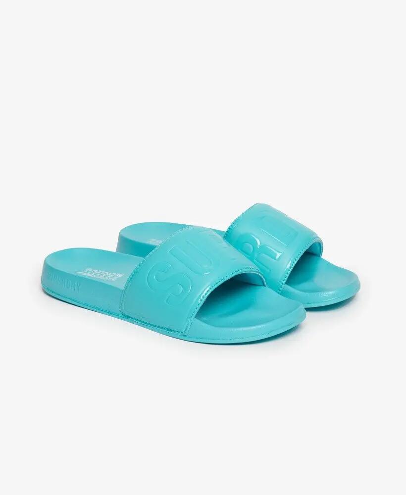 superdry Code Core Pool Sliders — chinelos com tira almofadada – Aquamarine Blue 3/7