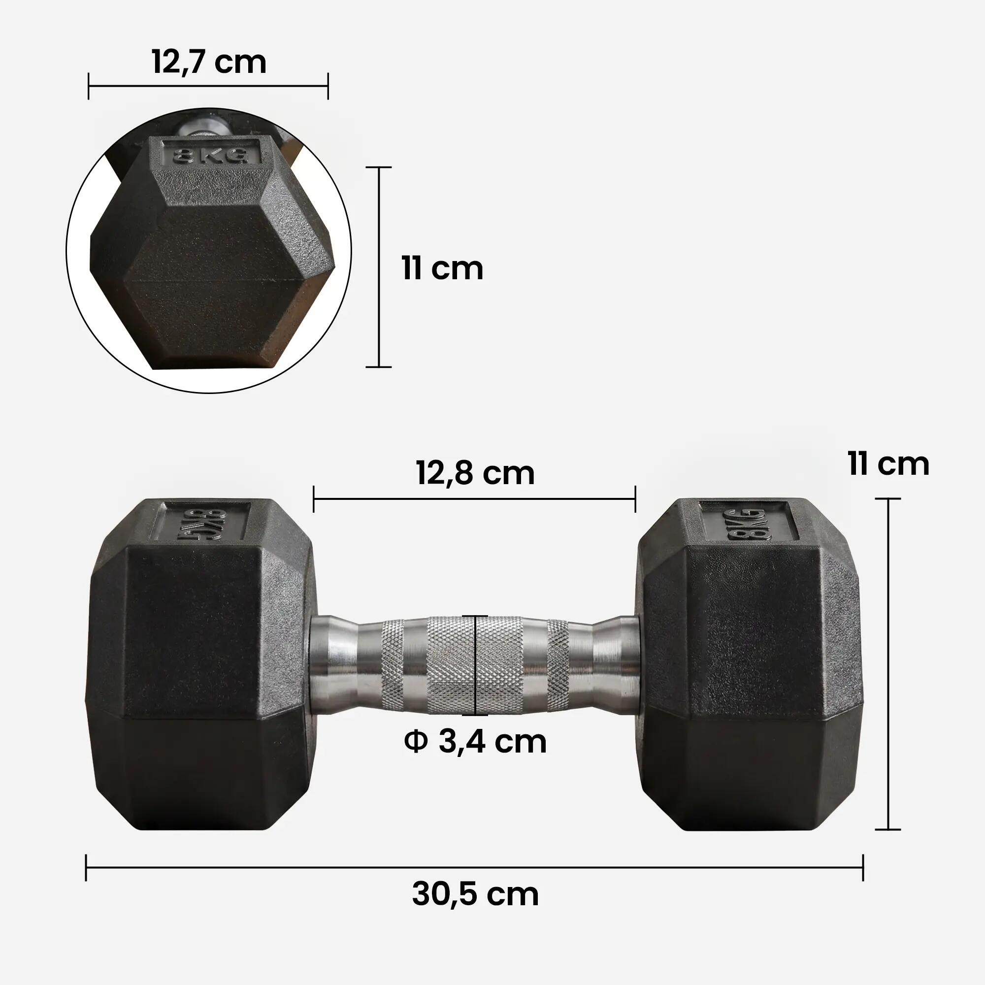Ensemble d'haltères courtes total 16 Kg - acier caoutchouc noir 3/5