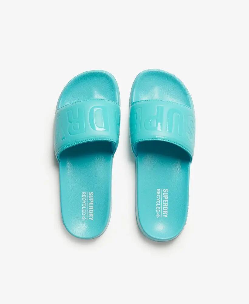superdry Code Core Pool Sliders — chinelos com tira almofadada – Aquamarine Blue 2/7