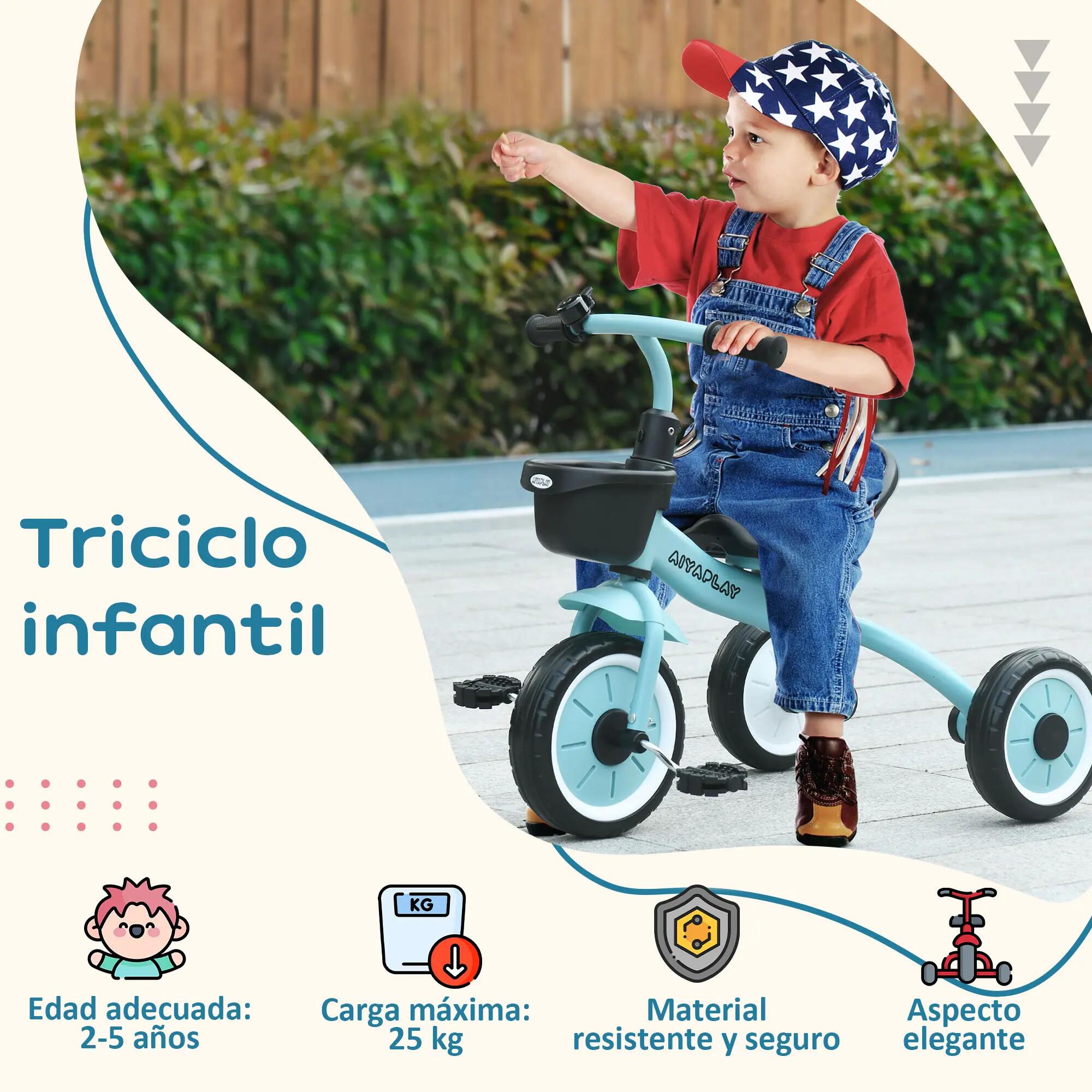 Tricycle enfant - Fitness - Selle réglable, panier, sonnette - Bleu 6/6