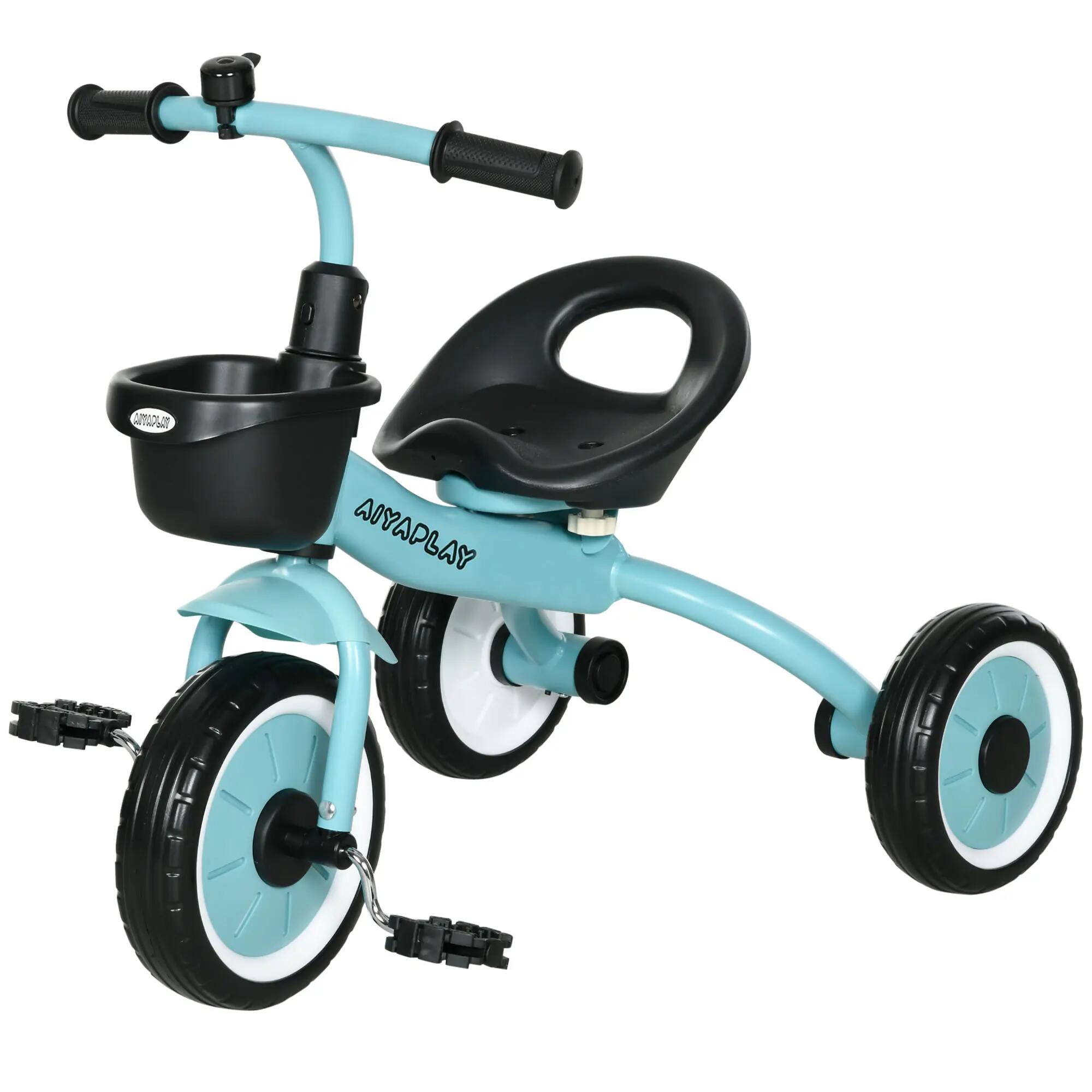 Tricycle enfant - Fitness - Selle réglable, panier, sonnette - Bleu 2/6