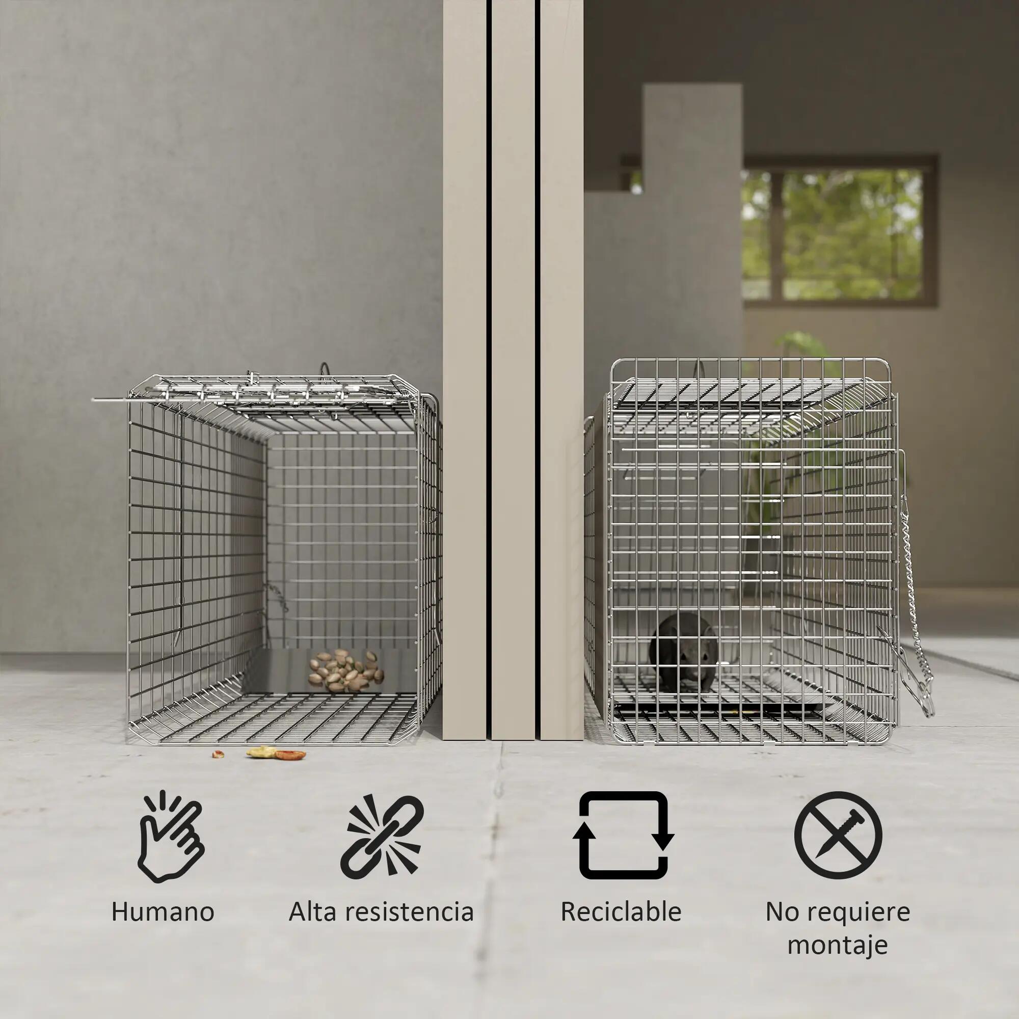 Cage de capture pliable pour animaux vivants, 81 x 26 x 34,5 cm, en fil de fer, 6/9