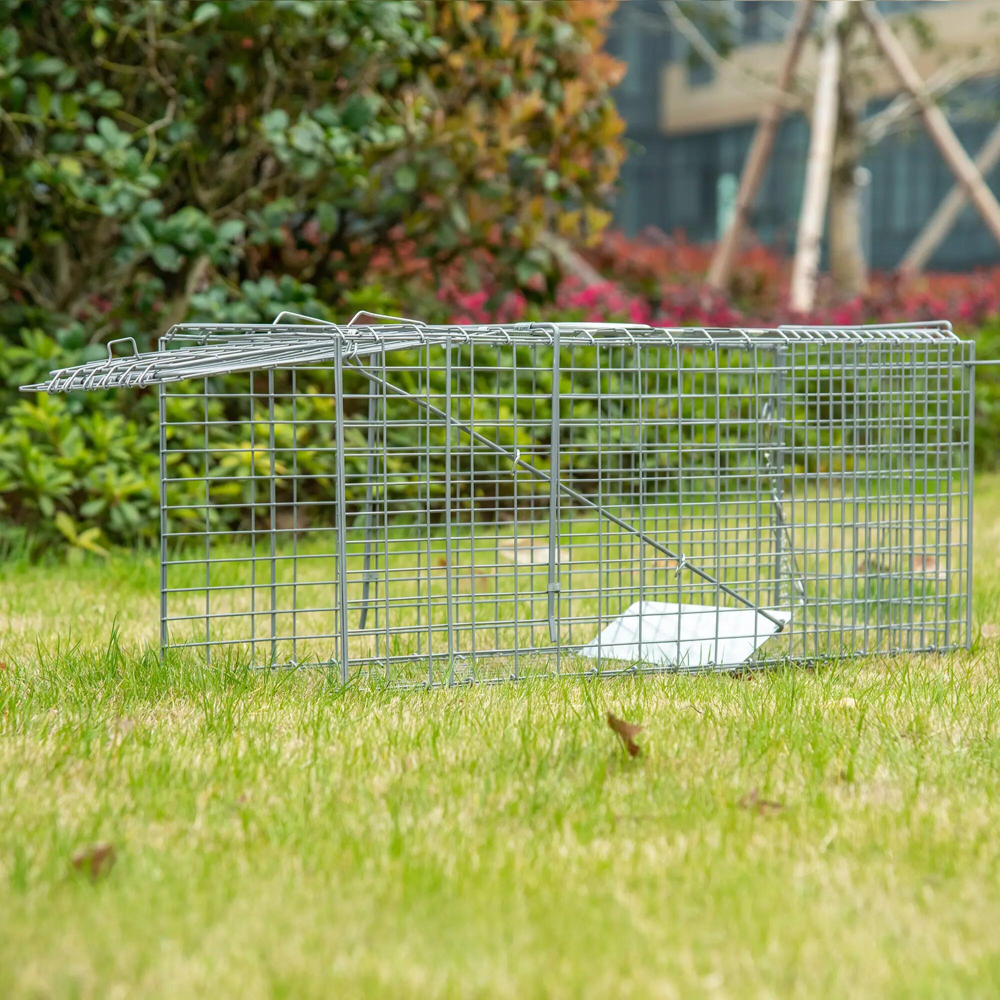 Cage de capture pliable pour animaux vivants, 81 x 26 x 34,5 cm, en fil de fer, 3/9