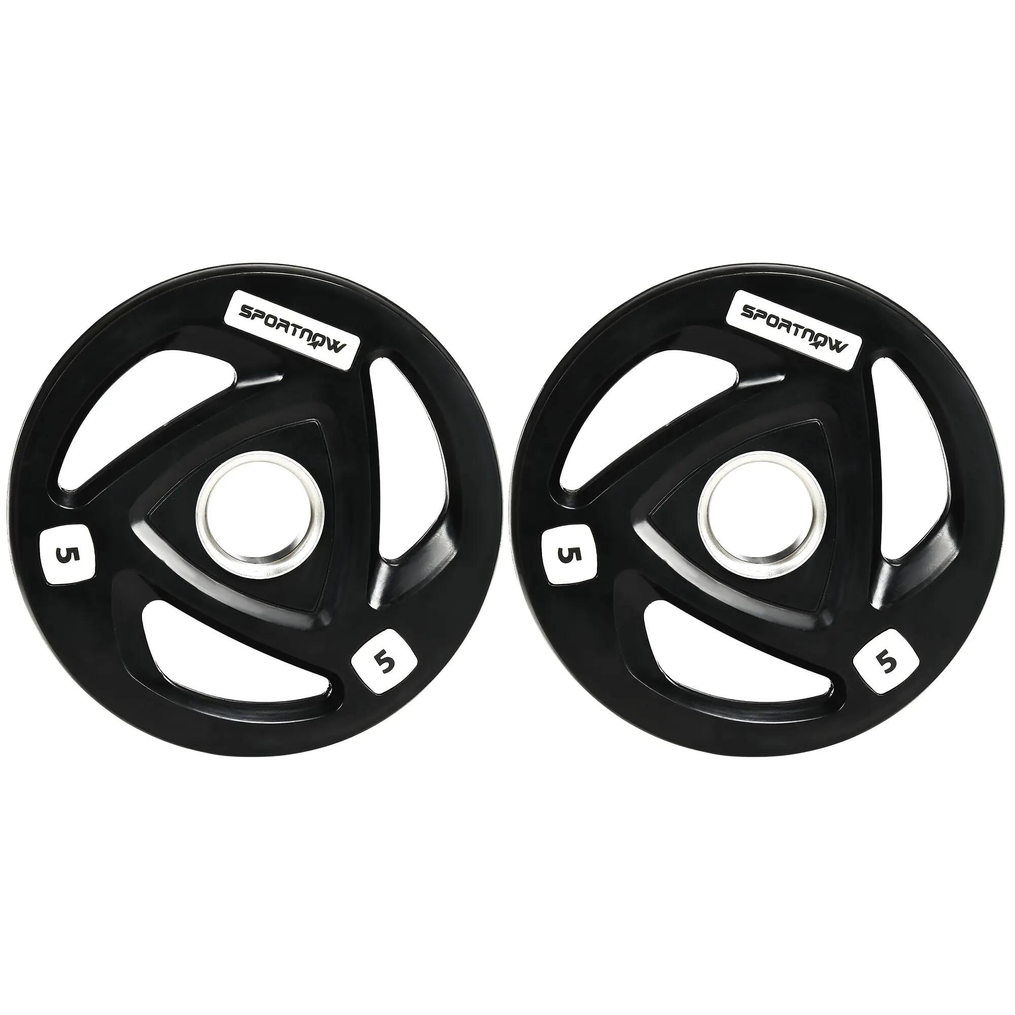 Ensemble de 2 disques de poids en acier avec revêtement en caoutchouc pour barre 2/9