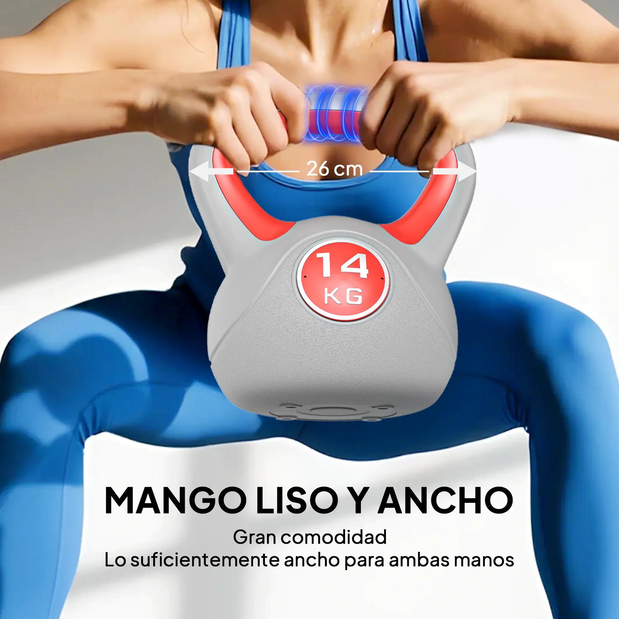 Kettlebell 14 kg, revêtement PU et remplissage de sable pour musculation, 26 x 1 6/9