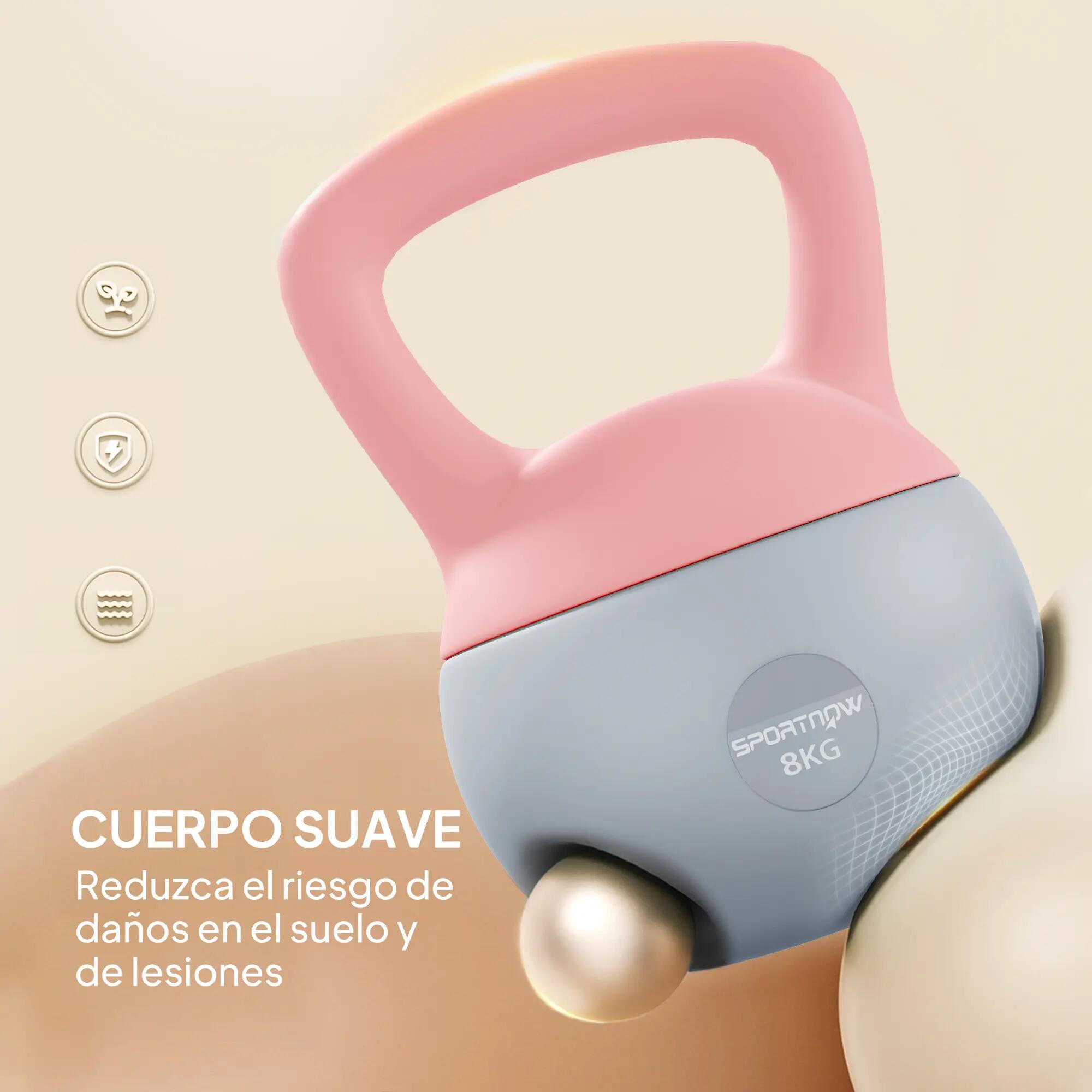 Kettlebell - Fitness - Unisexe - 8 kg, base plate - Rose 6/6