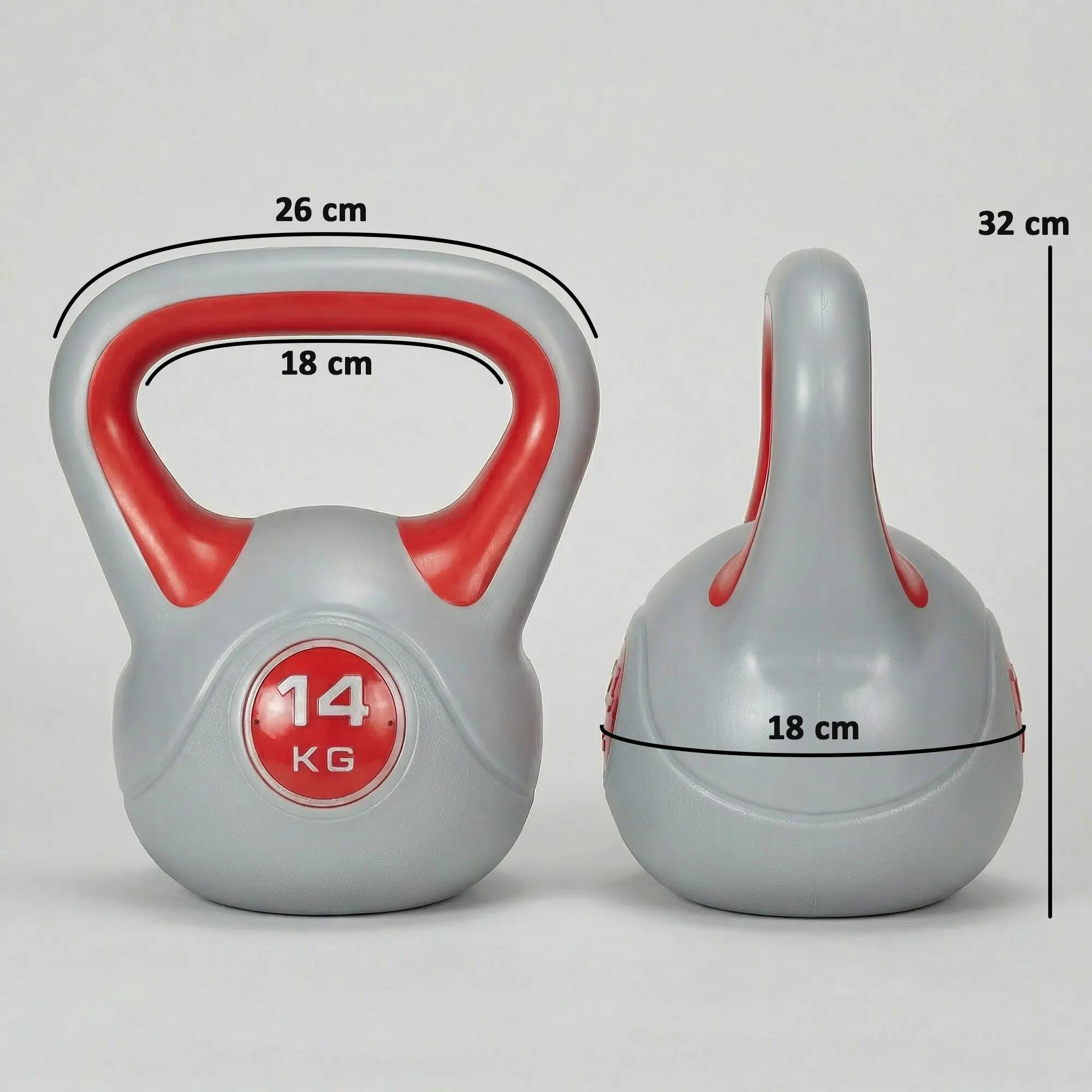 Kettlebell 14 kg, revêtement PU et remplissage de sable pour musculation, 26 x 1 5/9