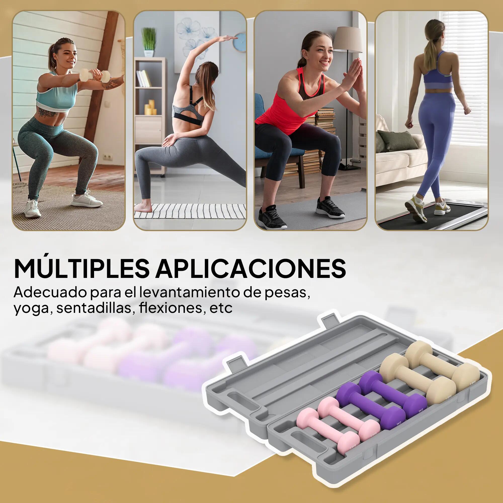 Ensemble de 6 haltères hexagonales (1,5 kg, 1 kg et 0,5 kg) avec revêtement PU e 6/9