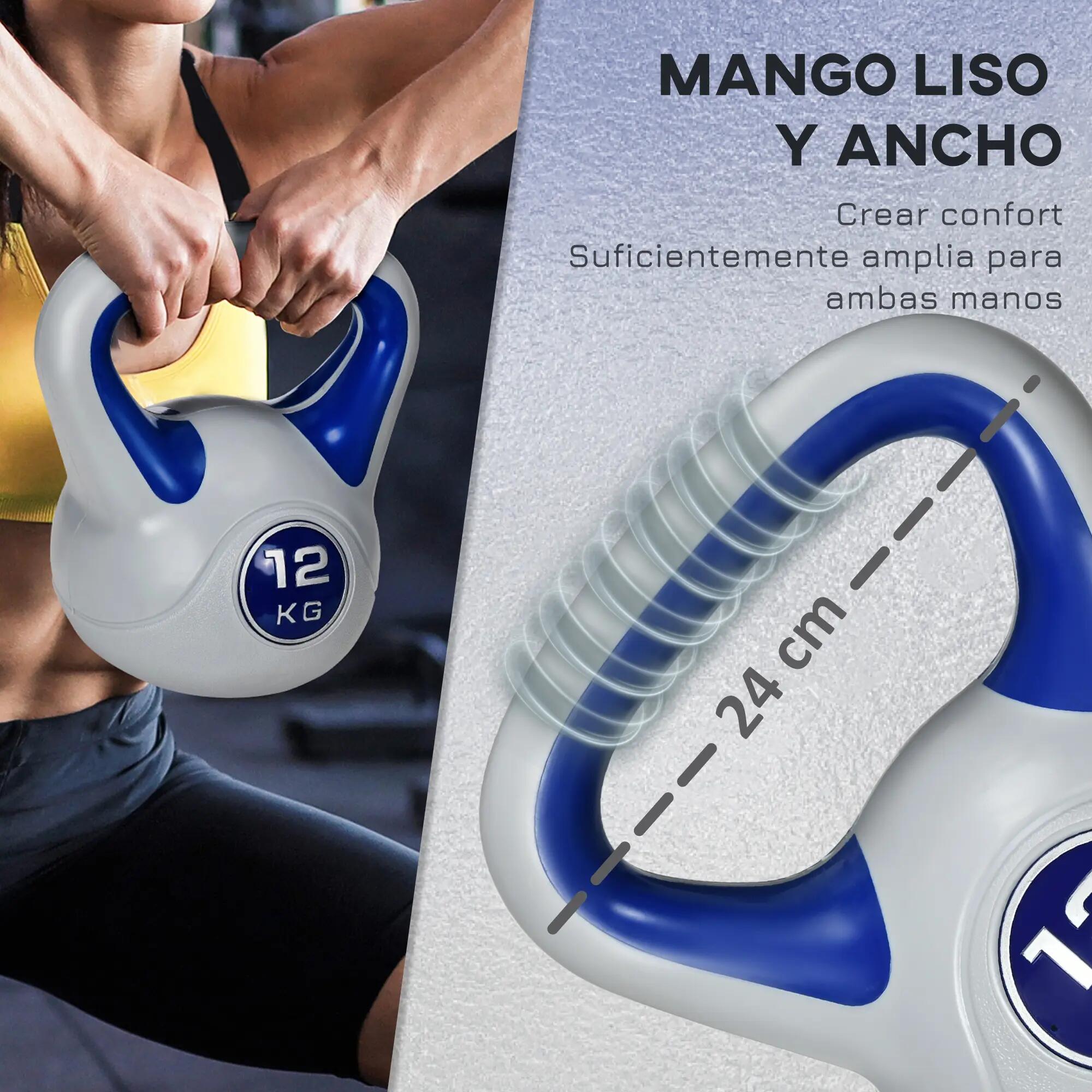 Kettlebell - Fitness - 12 kg PU, base plate - Bleu/gris 6/6