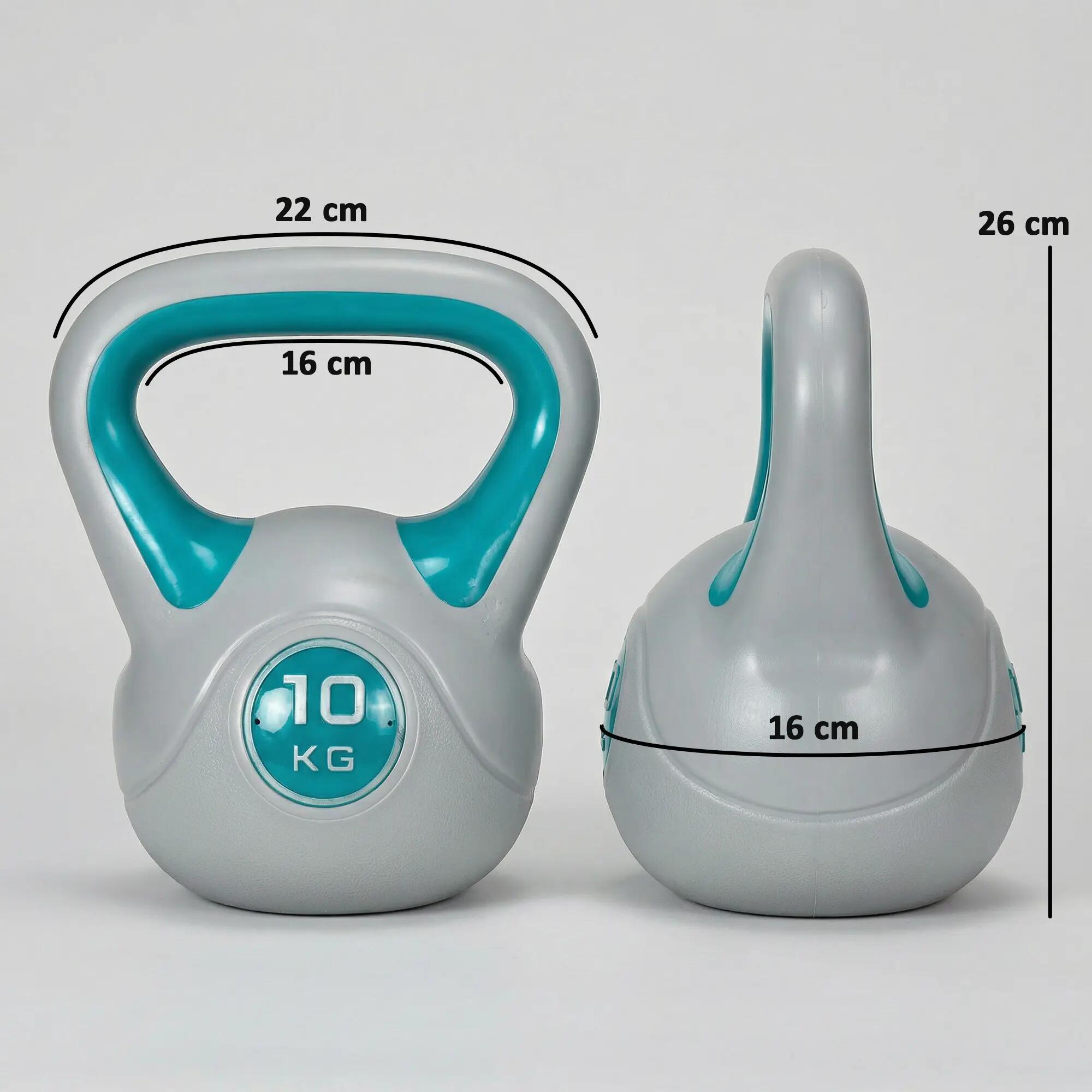 Kettlebell - Fitness - 10 kg, revêtement PU, sable - Bleu/Gris 5/6