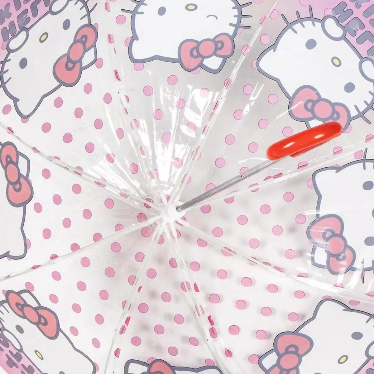 Paraguas Burbuja Hello Kitty Rojo y Rosa Lunares Niña 4/4