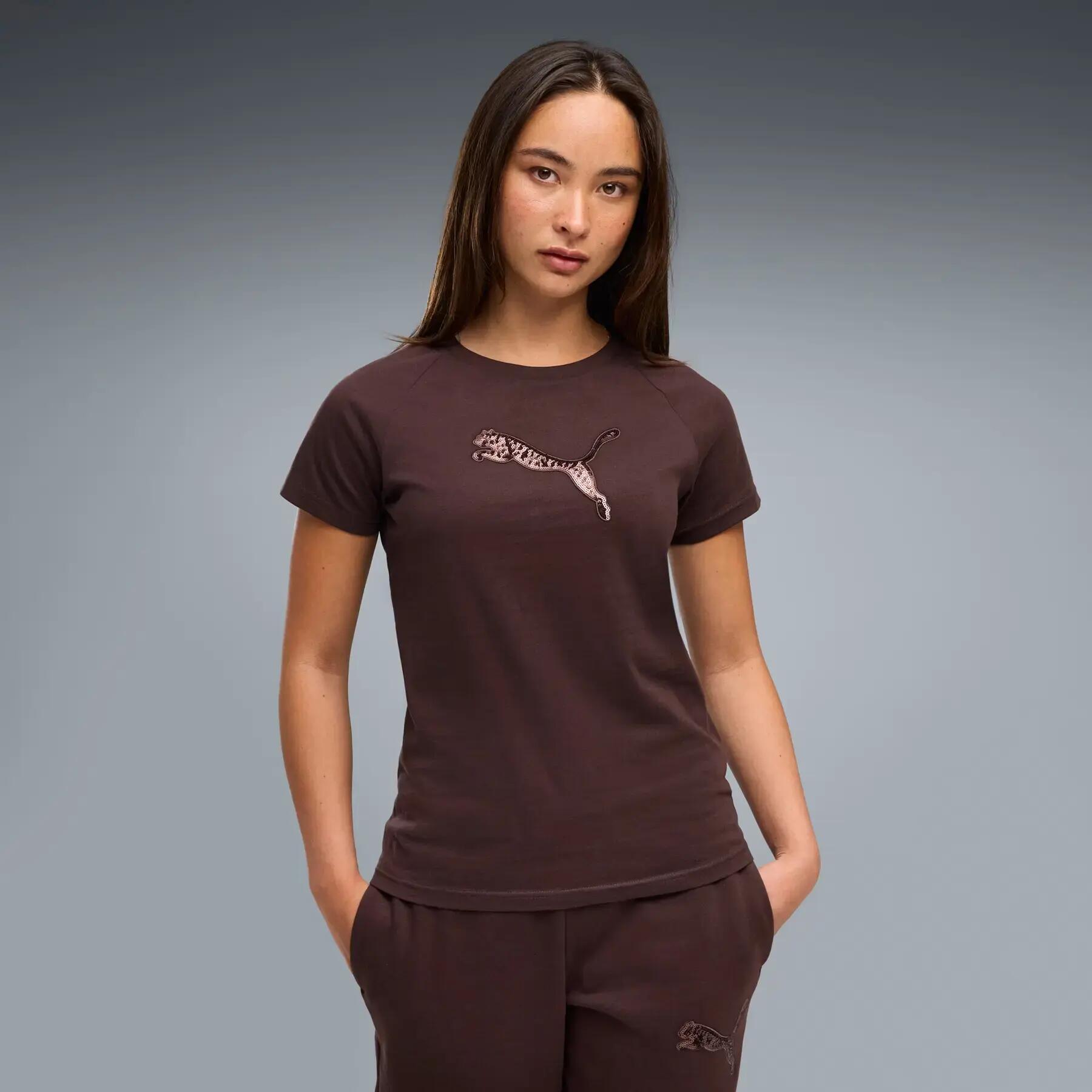 Camiseta PUMA ESS Sequins Mujer Verde 3/6