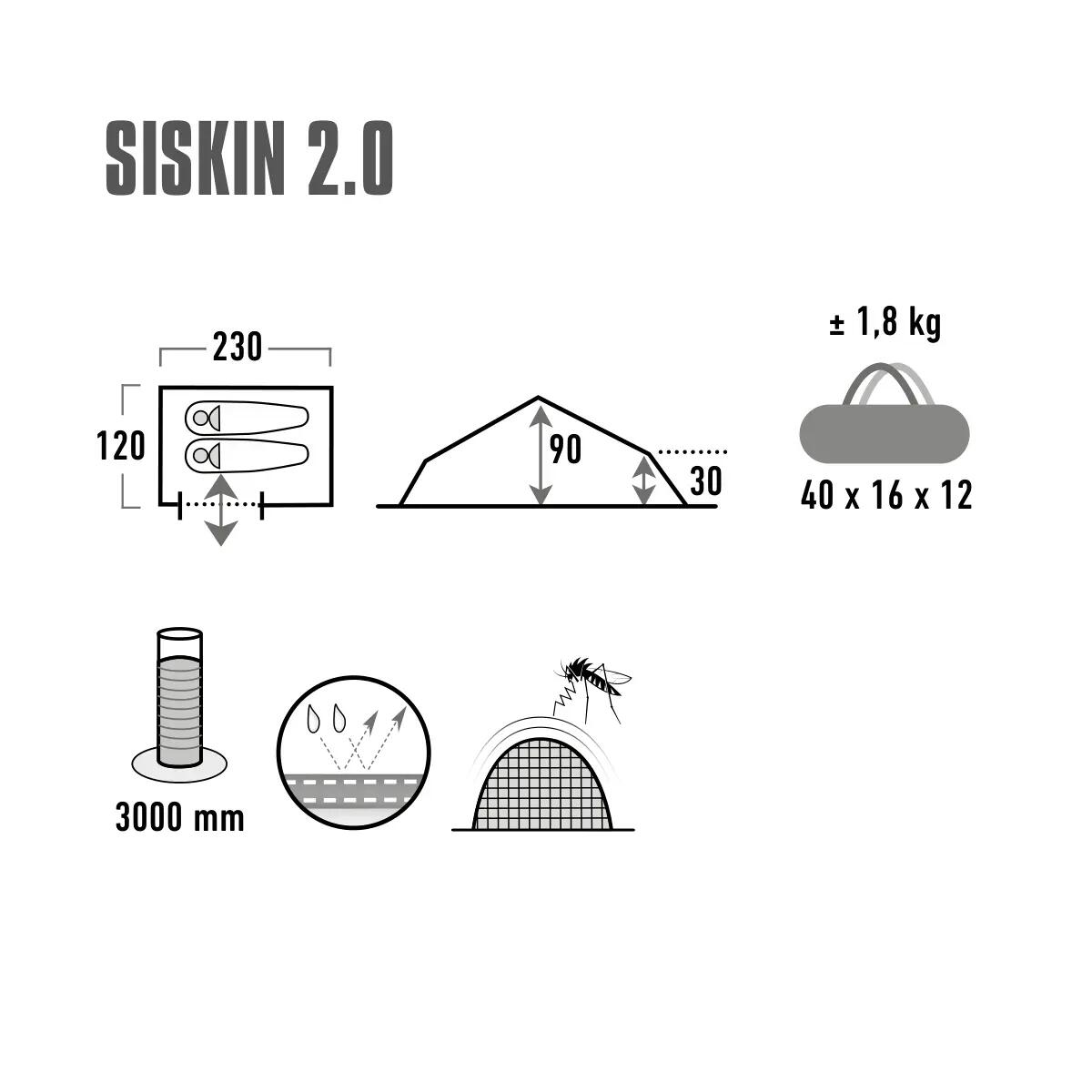 Trekkerstent Siskin 2.0 Fiets 2-persoons boogtent 1,7 kg Lichtgewicht 5/8