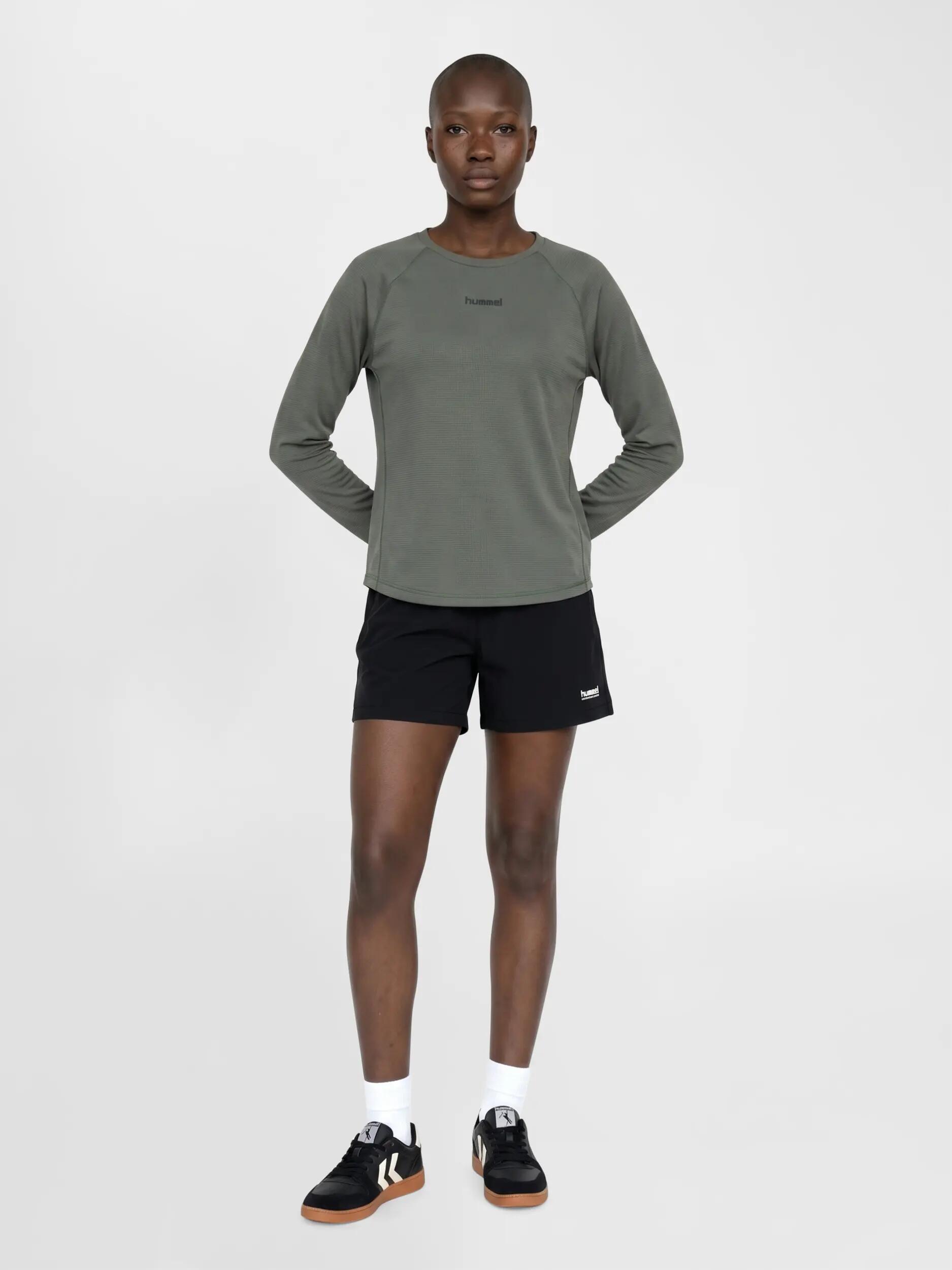 hummel T-shirt manches longues hmlMOMENTUM en polyester recyclé – CASTOR GRAY 3/4