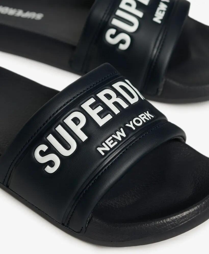superdry City Luxe Pool Sliders - ciabatte con fascia imbottita – EBONY 3/4