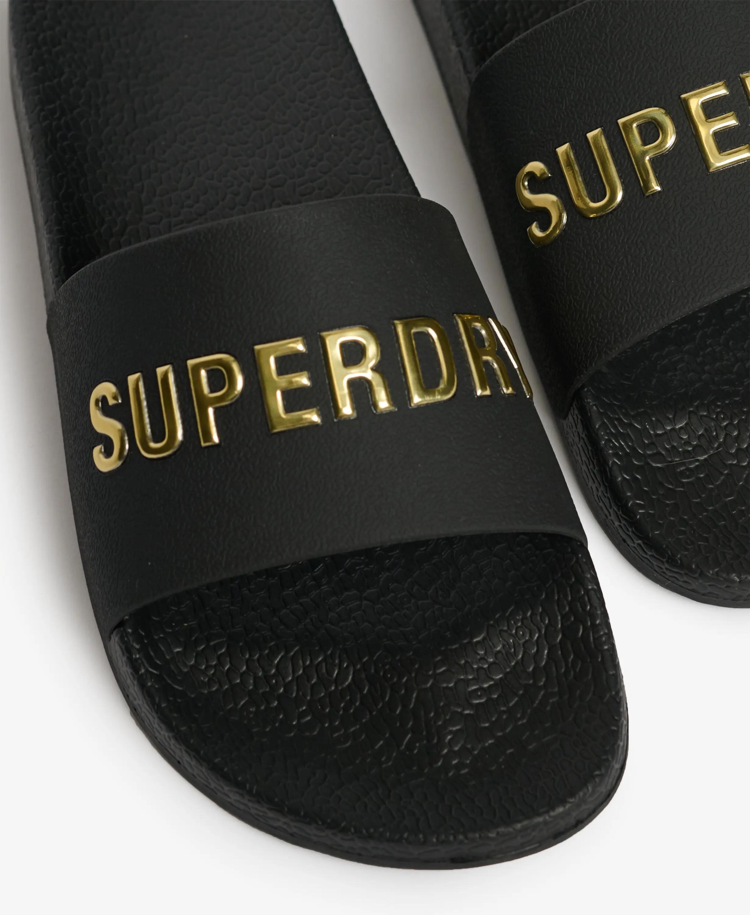 superdry Premium Metallic Pool chinelos com palmilha moldada – BLACK/GOLD 7/7
