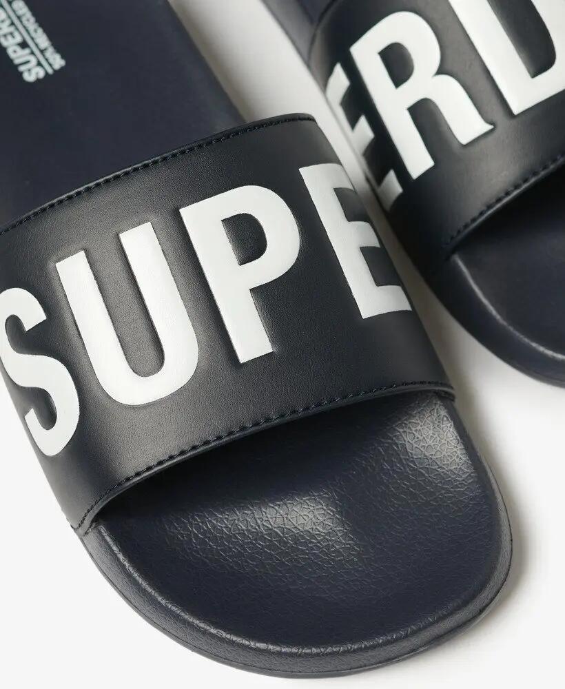 superdry Core Pool Sliders - Chanclas con banda acolchada – Deep Navy/Optic 6/7