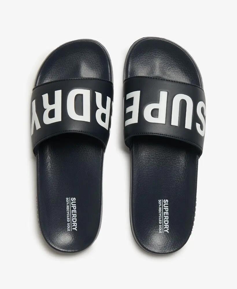 superdry Core Pool Sliders - Chanclas con banda acolchada – Deep Navy/Optic 5/7