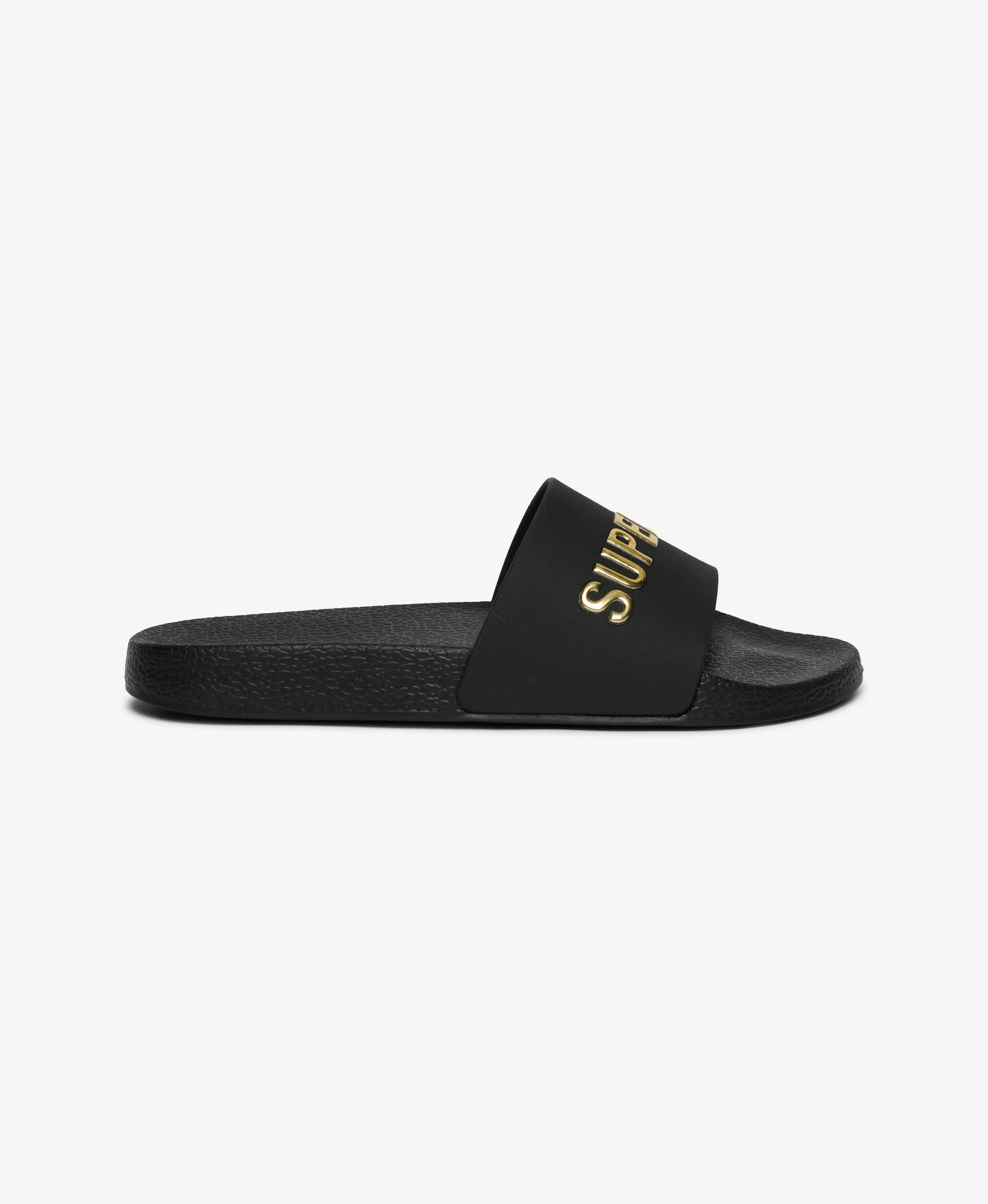 superdry Premium Metallic Pool chinelos com palmilha moldada – BLACK/GOLD 4/7