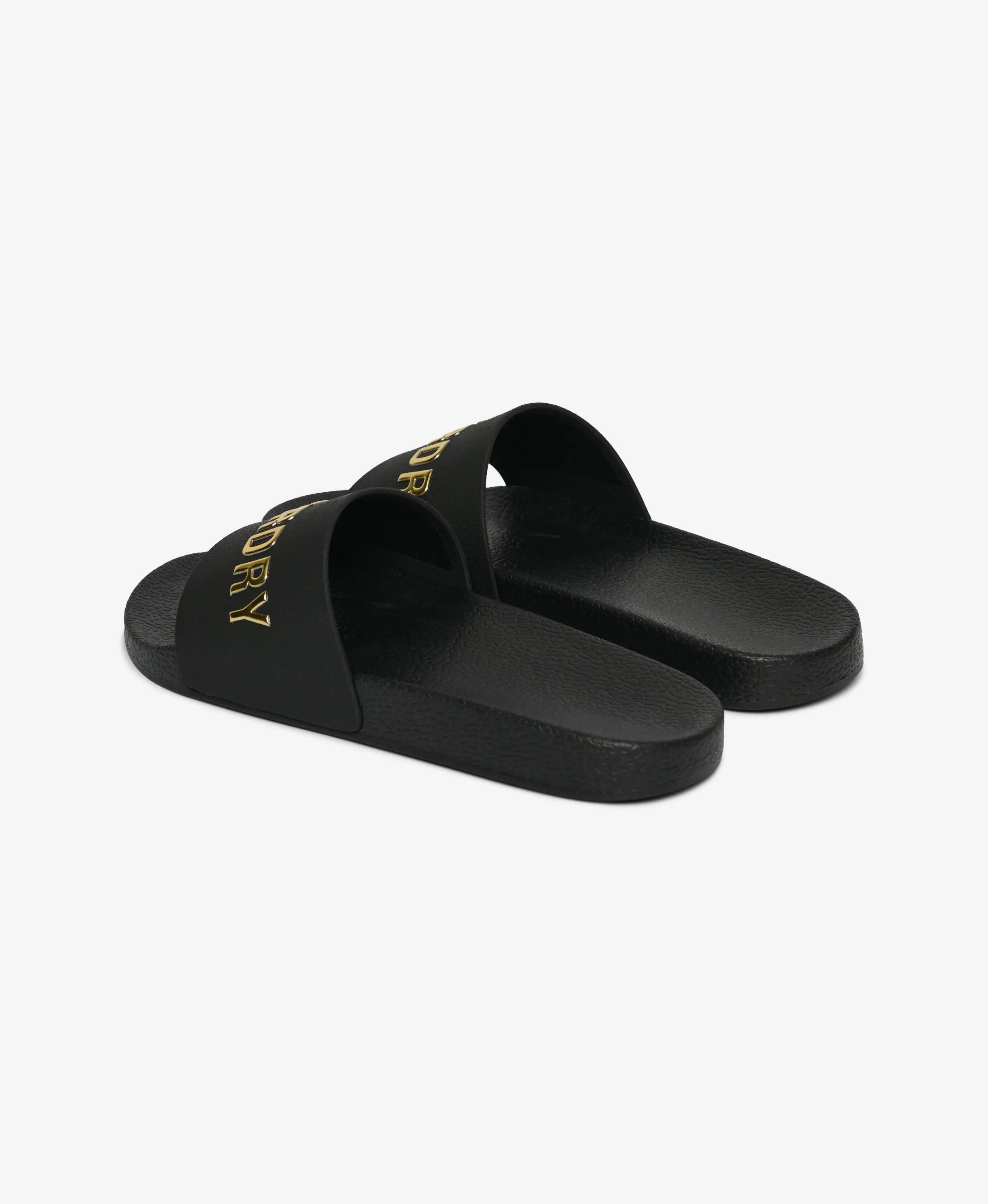superdry Premium Metallic Pool chinelos com palmilha moldada – BLACK/GOLD 3/7