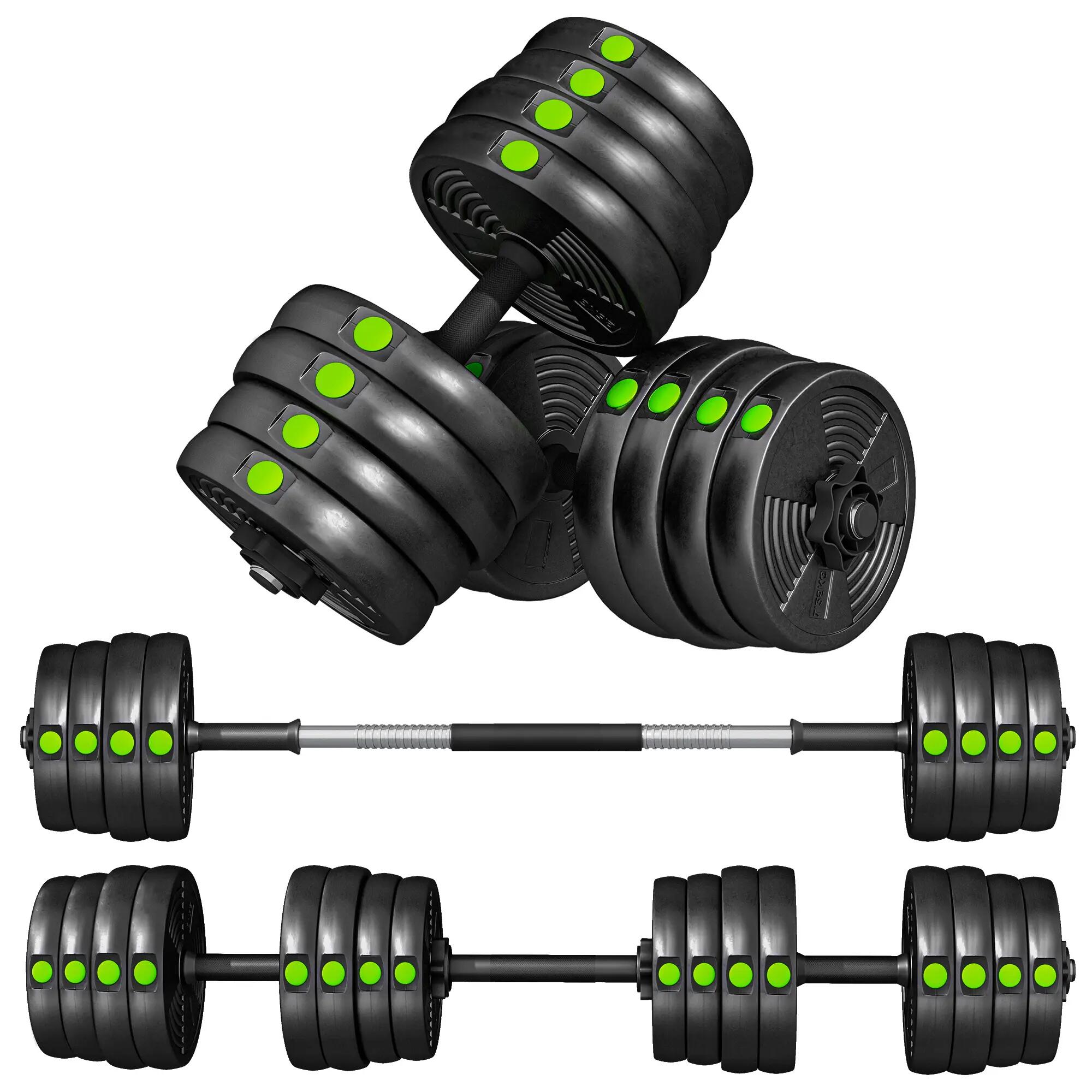Haltères 2 en 1 de 30 kg avec barre de poids et poignée antidérapante pour muscu 2/9