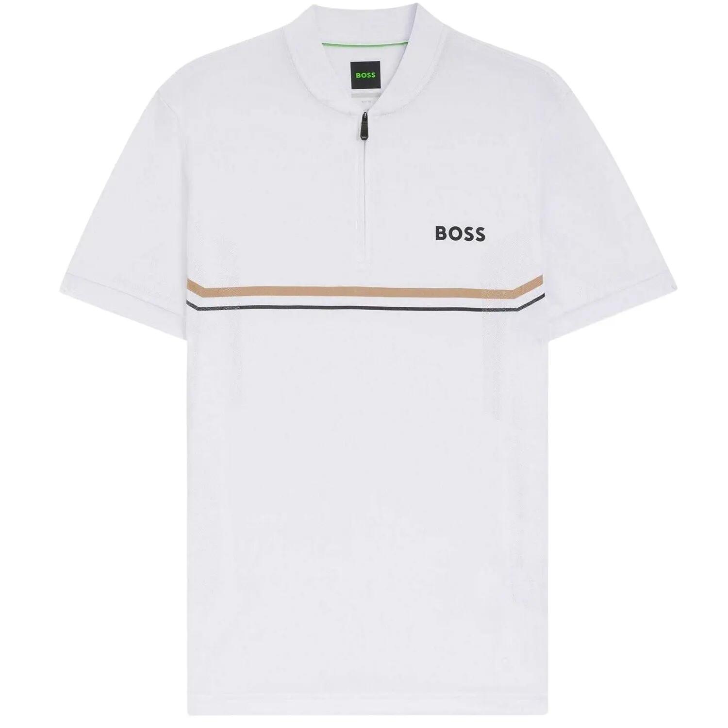 Boss Mens Pl Toc Spin Logo Quarter Zip Polo Shirt