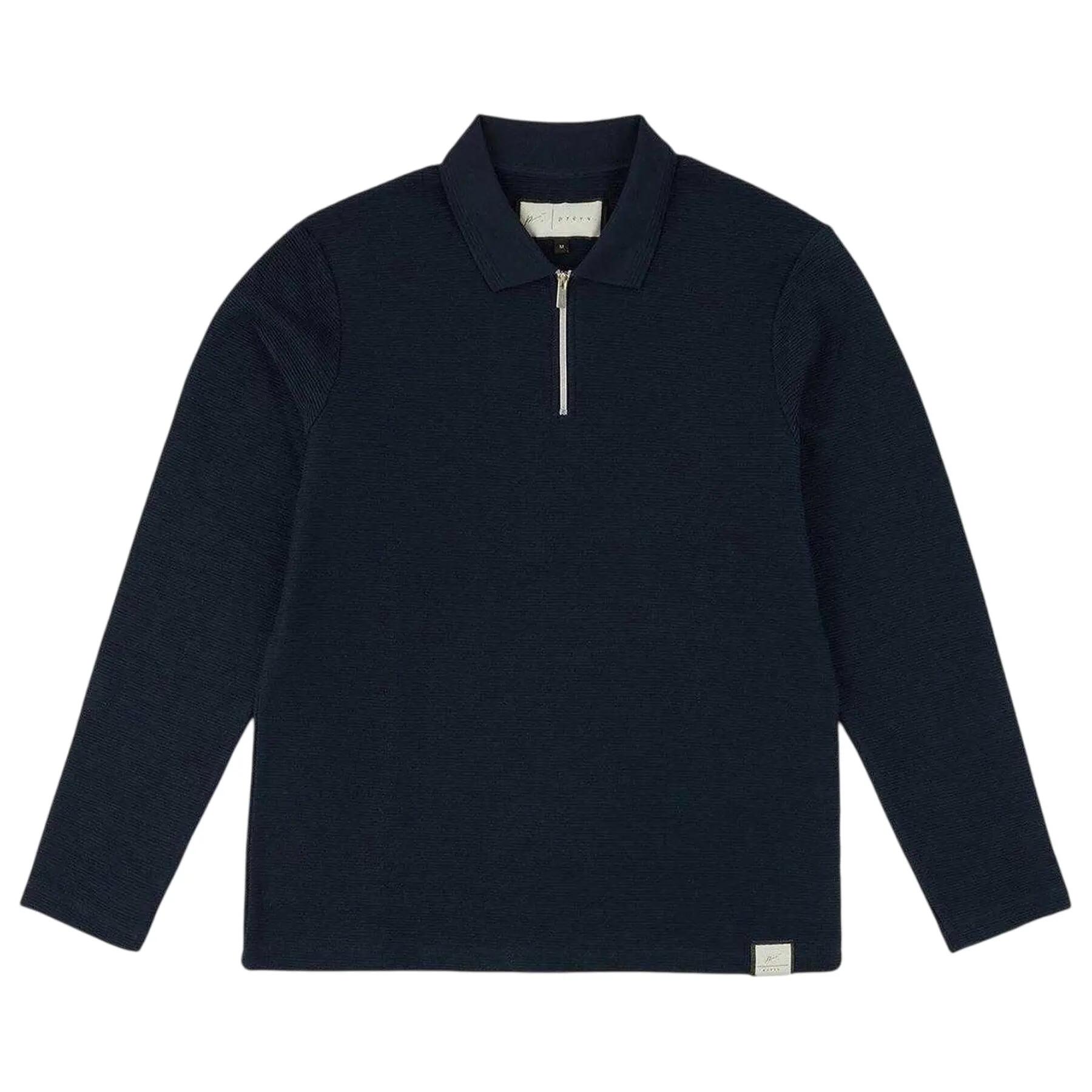 Prevu Mens Ottoman Quarter Zip Long-Sleeved Polo Shirt