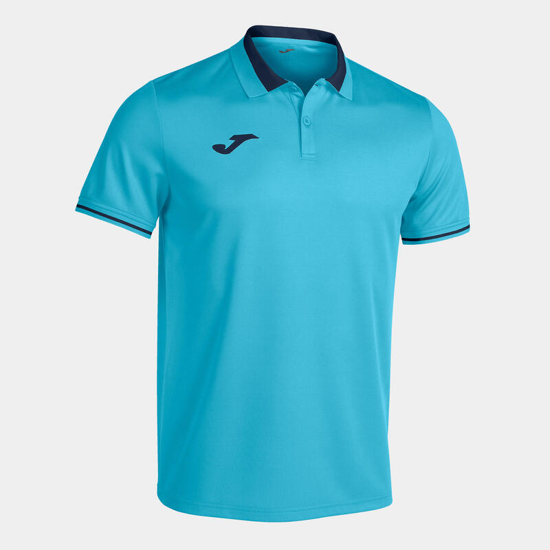 Polo manches courtes Homme Joma Championship vi turquoise fluo bleu marine