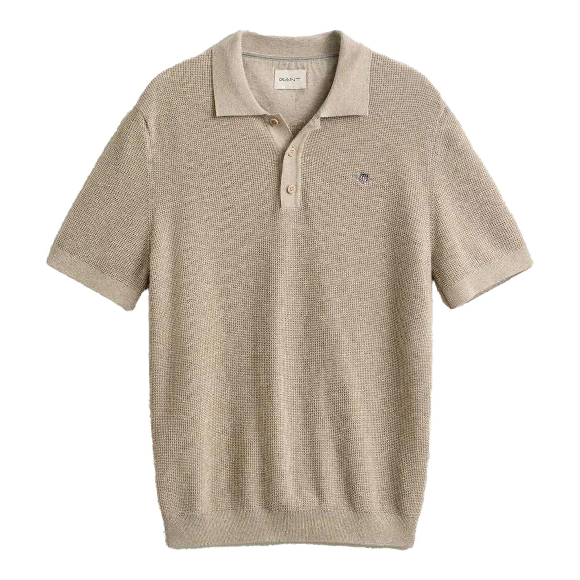 Gant Mens Textured Short-Sleeved Polo Shirt