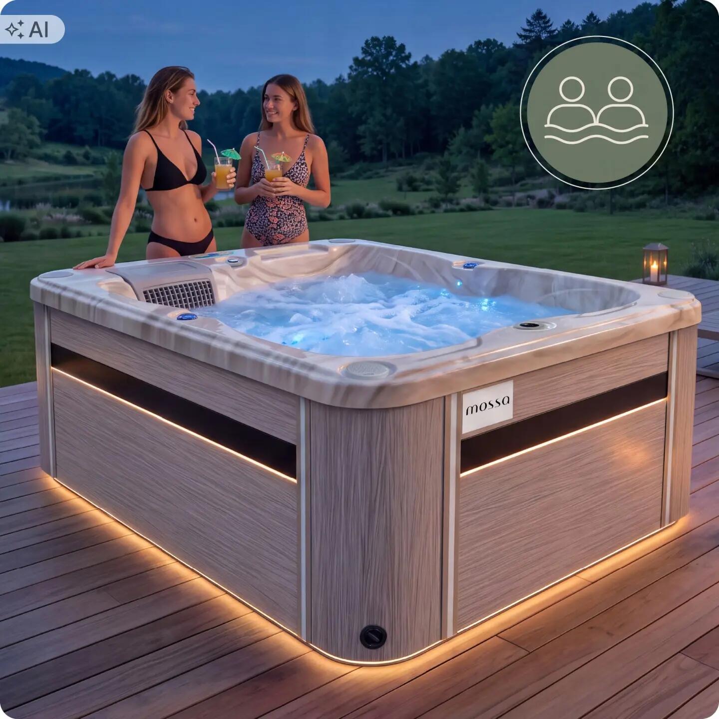 Profesjonalna całoroczna wanna SPA z hydromasażem 2 osobowe ogrodowe zestaw 3/16