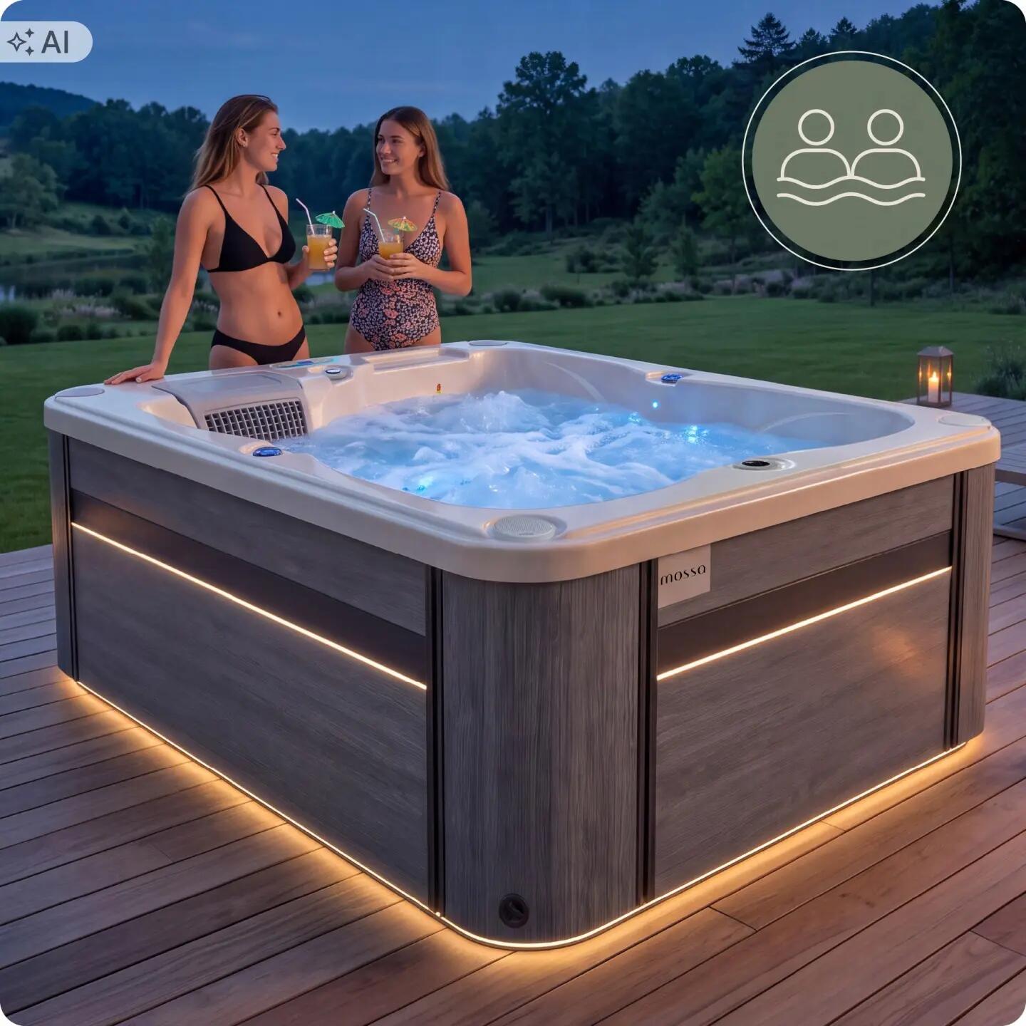 Wanna z hydromasażem SPA ogrodowe 2 osobowe 200x135cm pokrywa drabinka 3/15