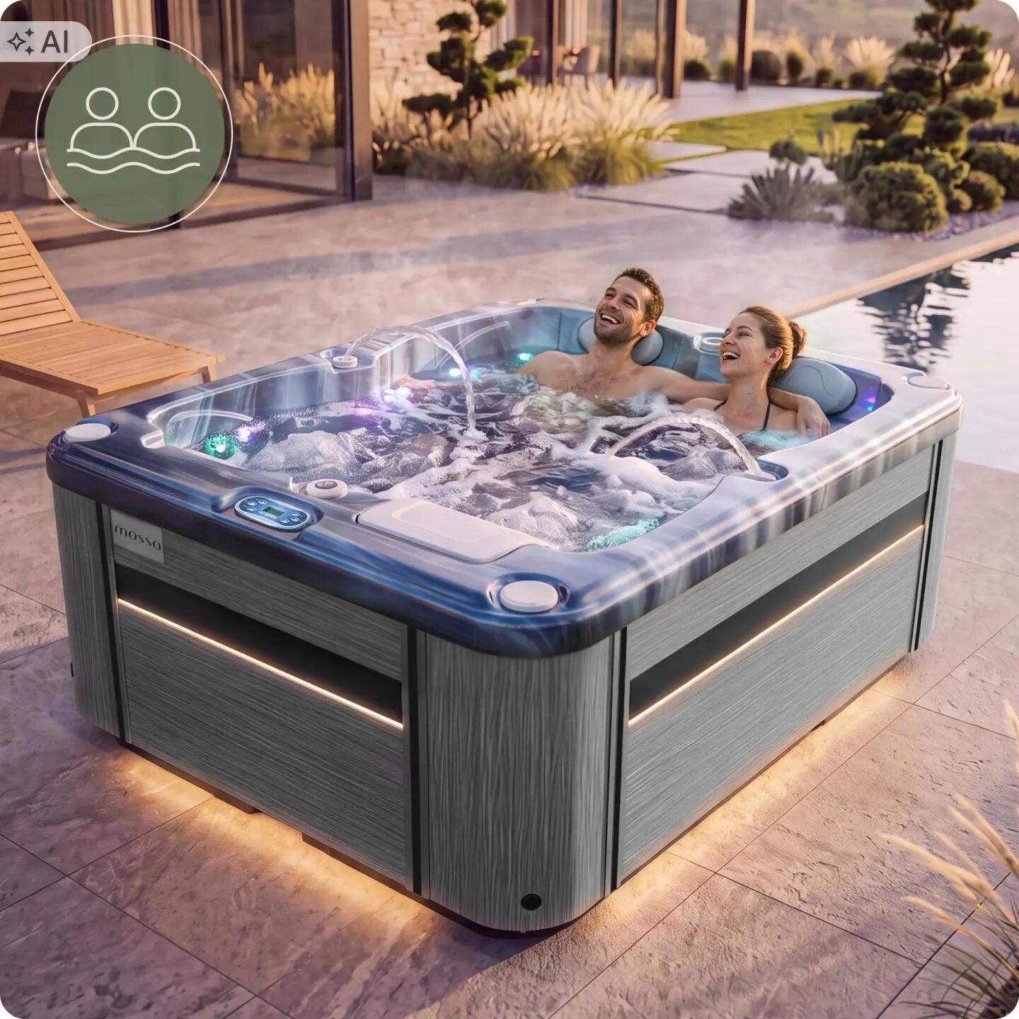 Spa ogrodowe zewnętrzne 2 osobowe 200cm x 135cm wanna z hydromasażem zestaw 2/15