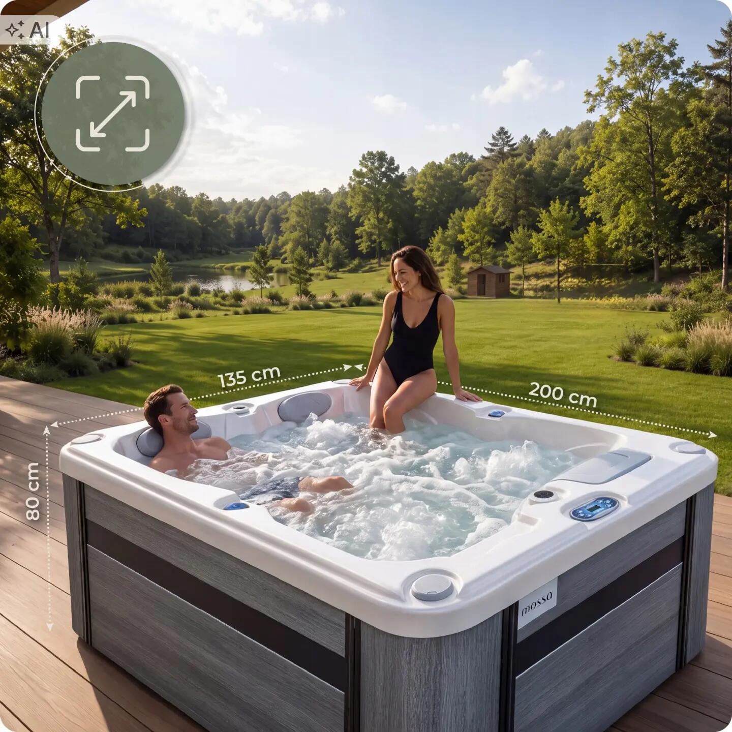 Wanna z hydromasażem SPA ogrodowe 2 osobowe 200x135cm pokrywa drabinka 2/15