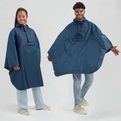 Regenponcho volwassenen waterdicht blauw