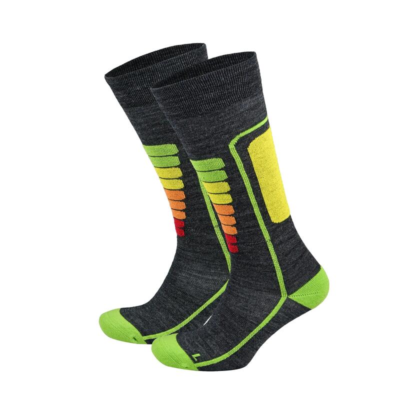 2 Çift %40 Merino Yünlü Hafif Çocuk Kayak/Snowboard Çorabı - COURCHEVEL KIDS