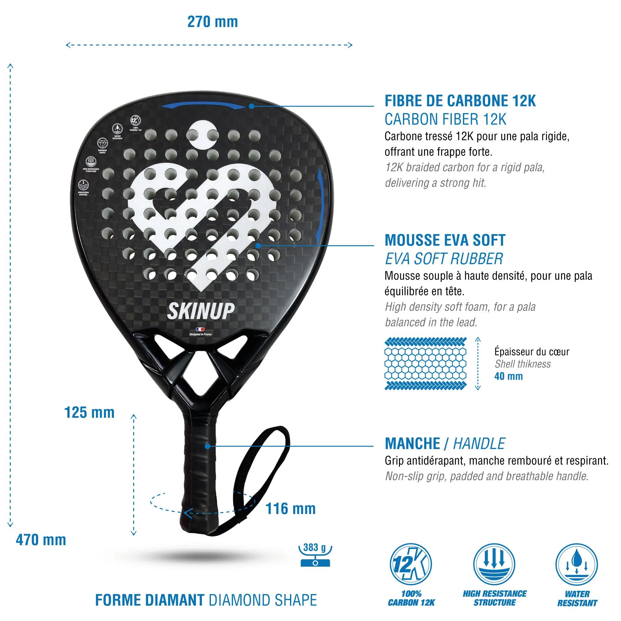Raquette de padel 12K Pro Carbon - SKINUP Sport 4/4
