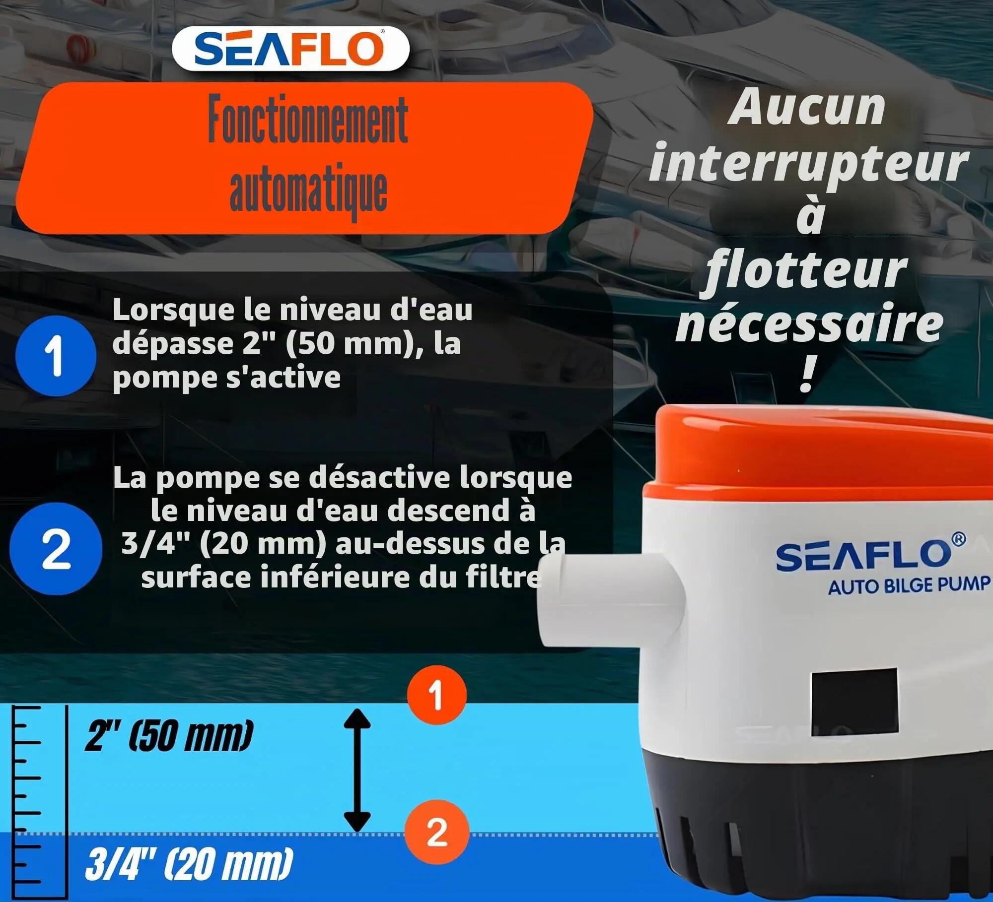 LIGHTEU Pompe à eau submersible automatique pour bateau 12 V avec interrupteur 7/7