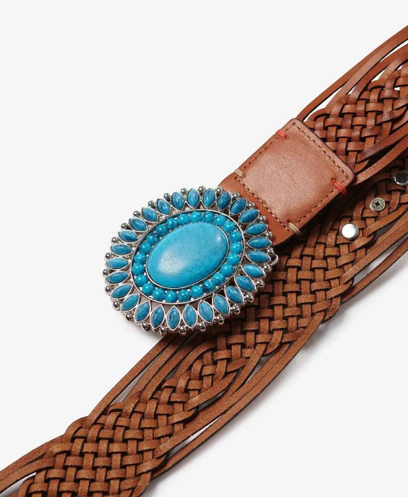 superdry Artisan Weave riem van leer – Tan/Silver 4/5