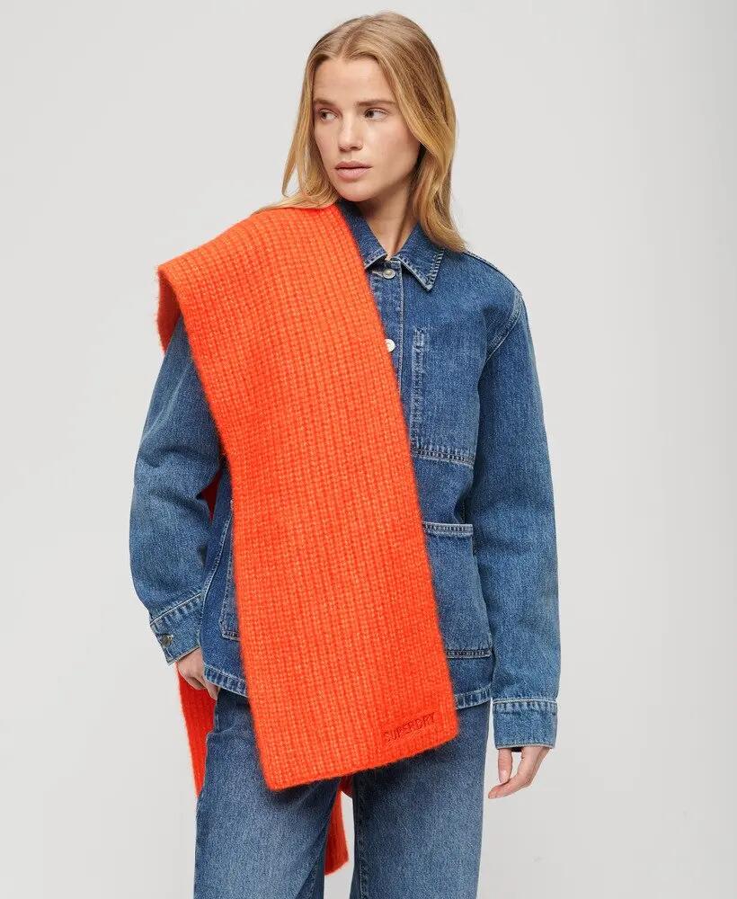 superdry cachecol Essential canelado em mistura de lã – Flame Orange 2/3
