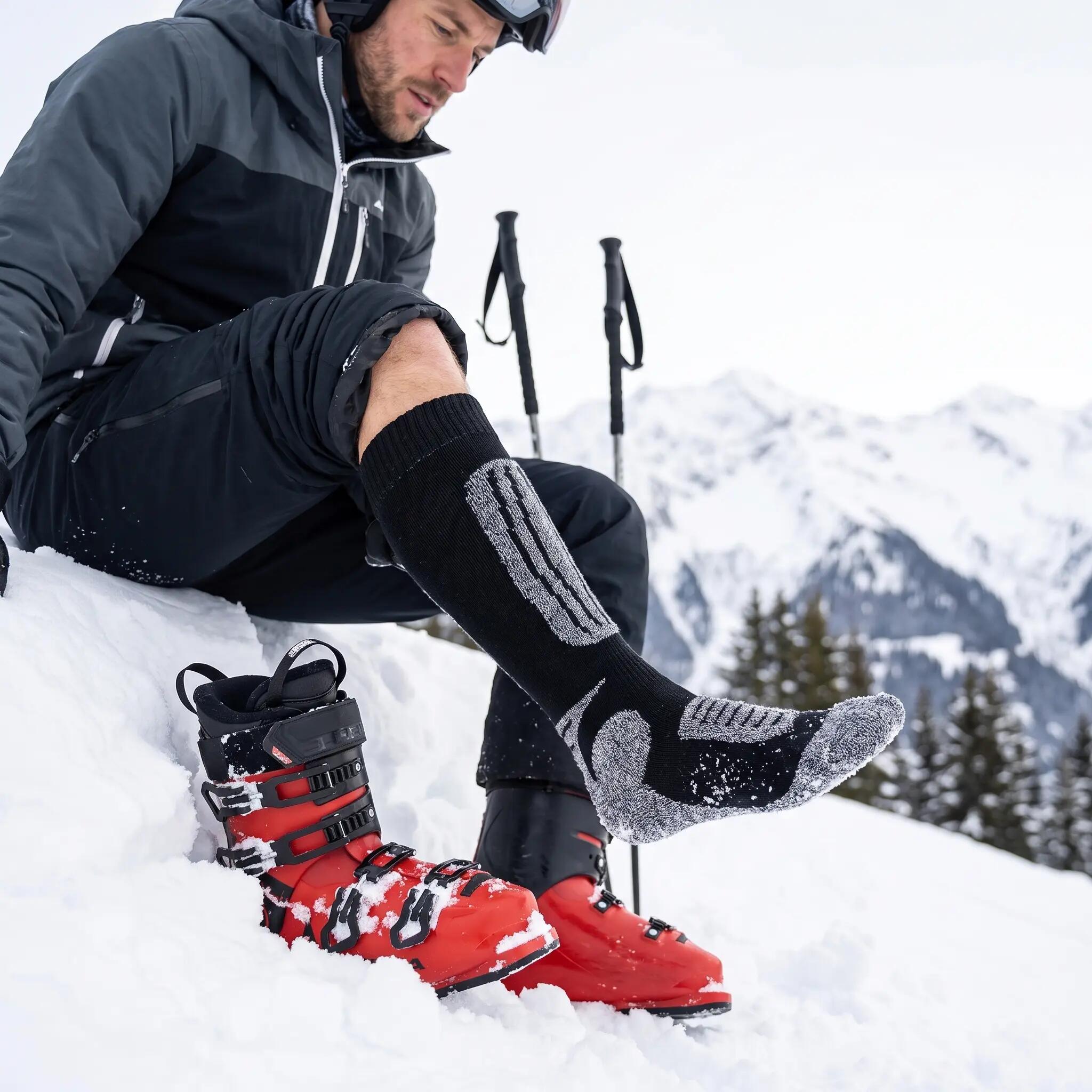 Damen Herren Ski Funktionssocken Kniestrümpfe gepolstert Klimasohle Wolle Snow 9/10