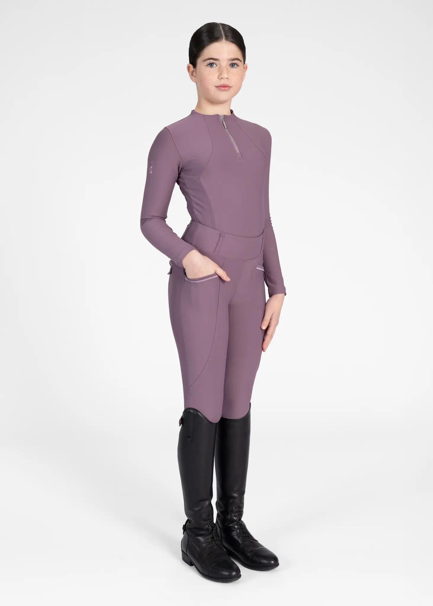 Leggings Pantalón Niños Equitación Maximilian Pro Full Grip Ciruela 4/5