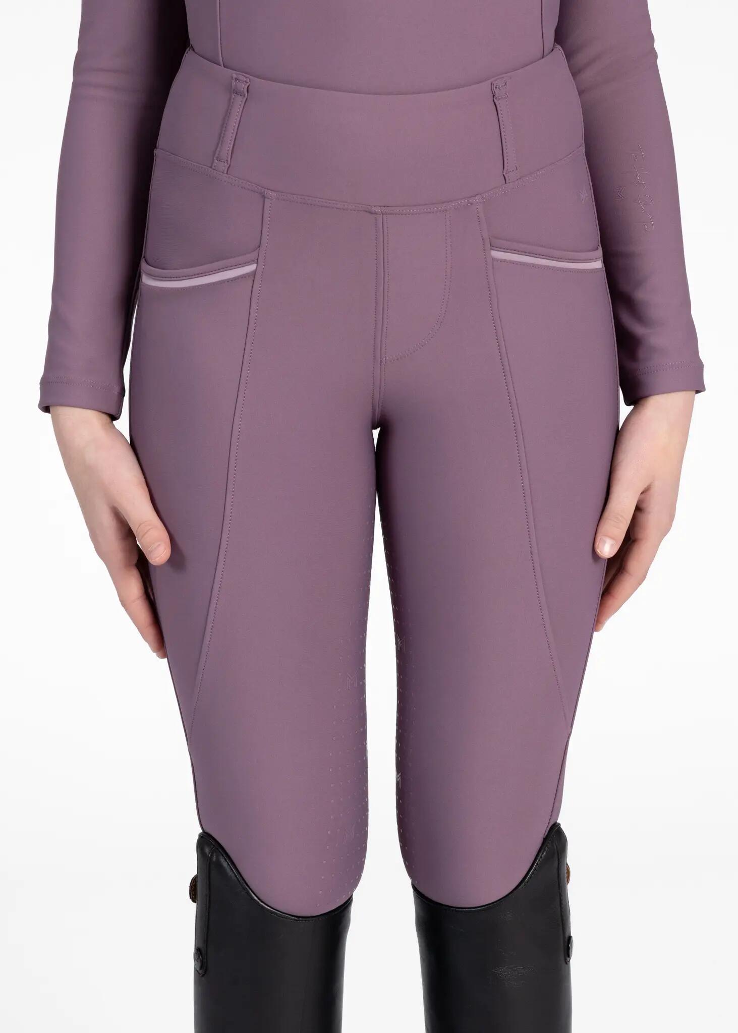 Leggings Pantalón Niños Equitación Maximilian Pro Full Grip Ciruela 3/5