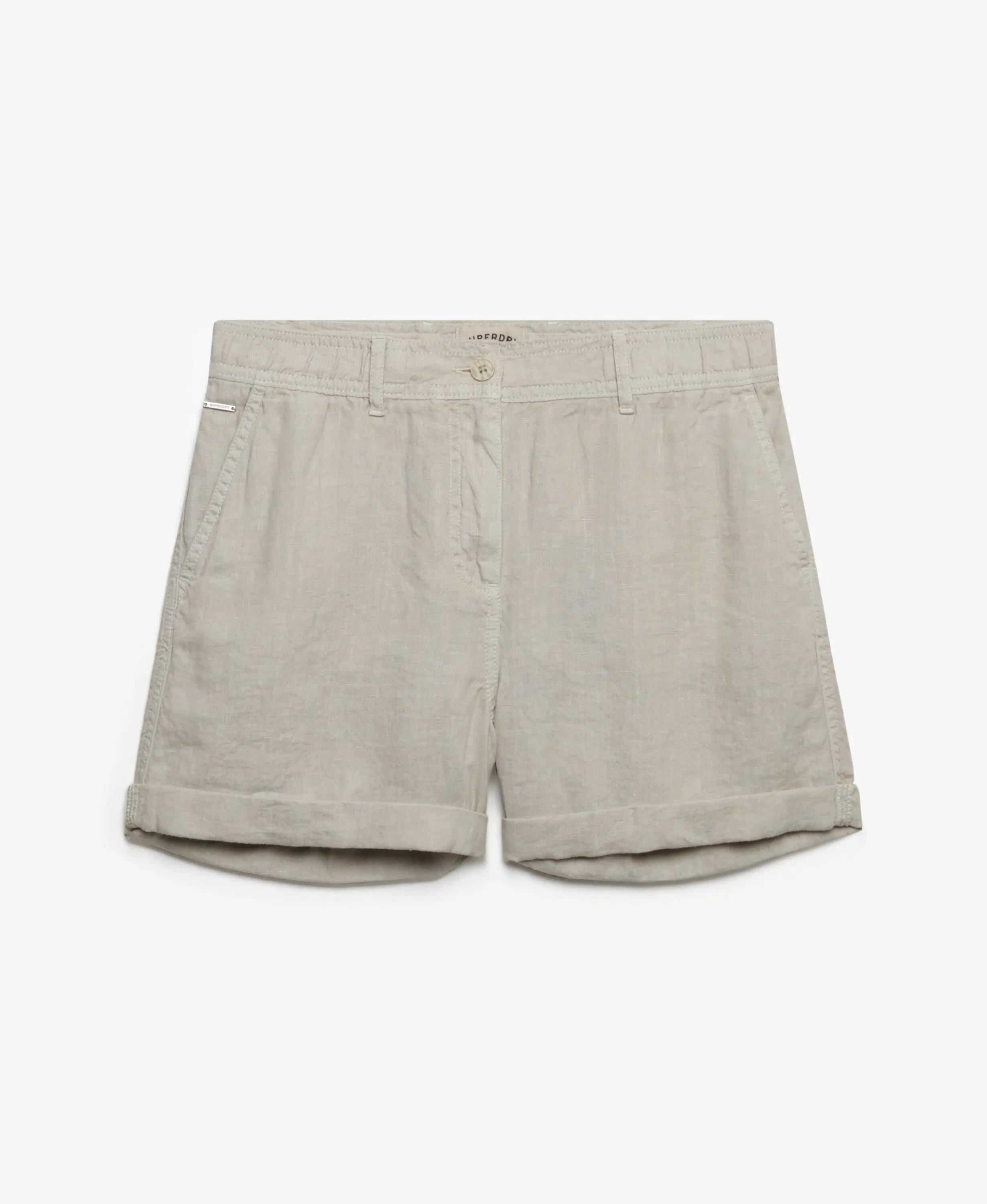 superdry Calções de linho cintura média corte direito – Light Stone Beige 6/6