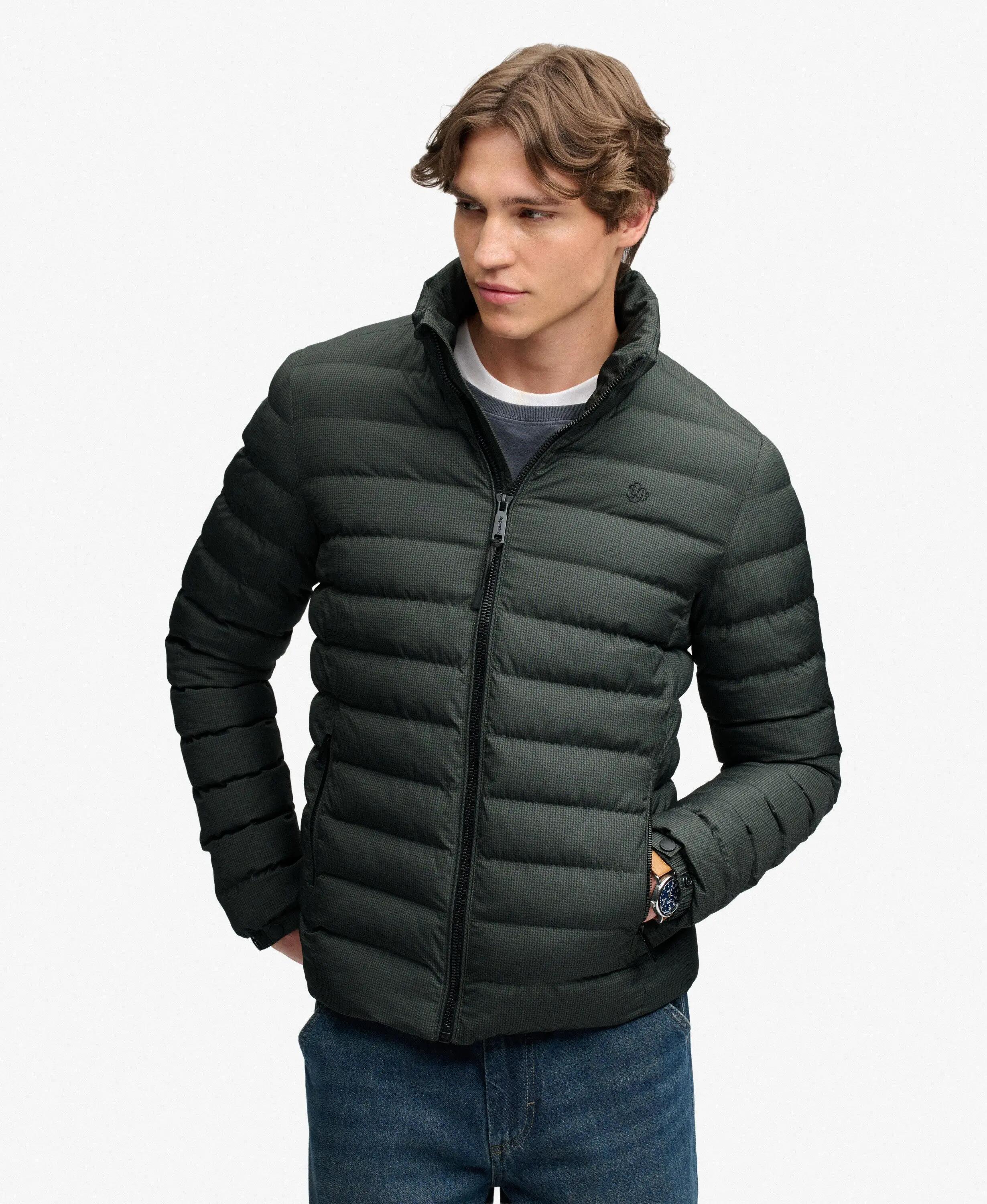 superdry Casaco Fuji Estate acolchoado slim – Olive/Navy Check 5/7
