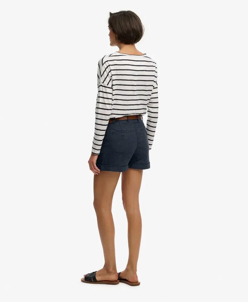 superdry Szorty lniane Mid Rise – prosty krój, przewiewne – ECLIPSE NAVY 6/7