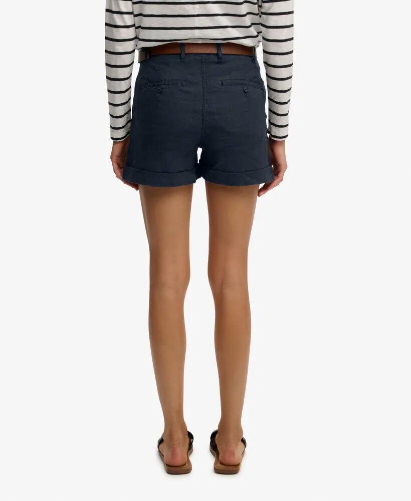 superdry Szorty lniane Mid Rise – prosty krój, przewiewne – ECLIPSE NAVY 5/7