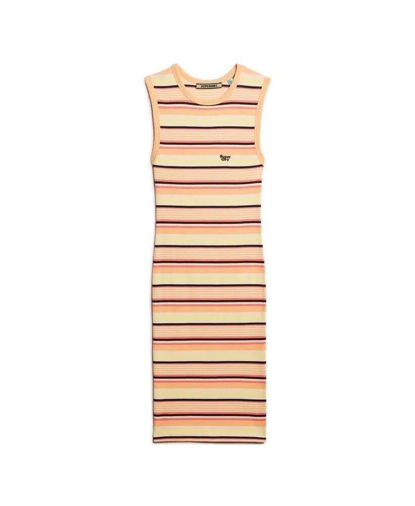 superdry Vestido midi justo de canalé – Varsity Orange Stripe 6/7