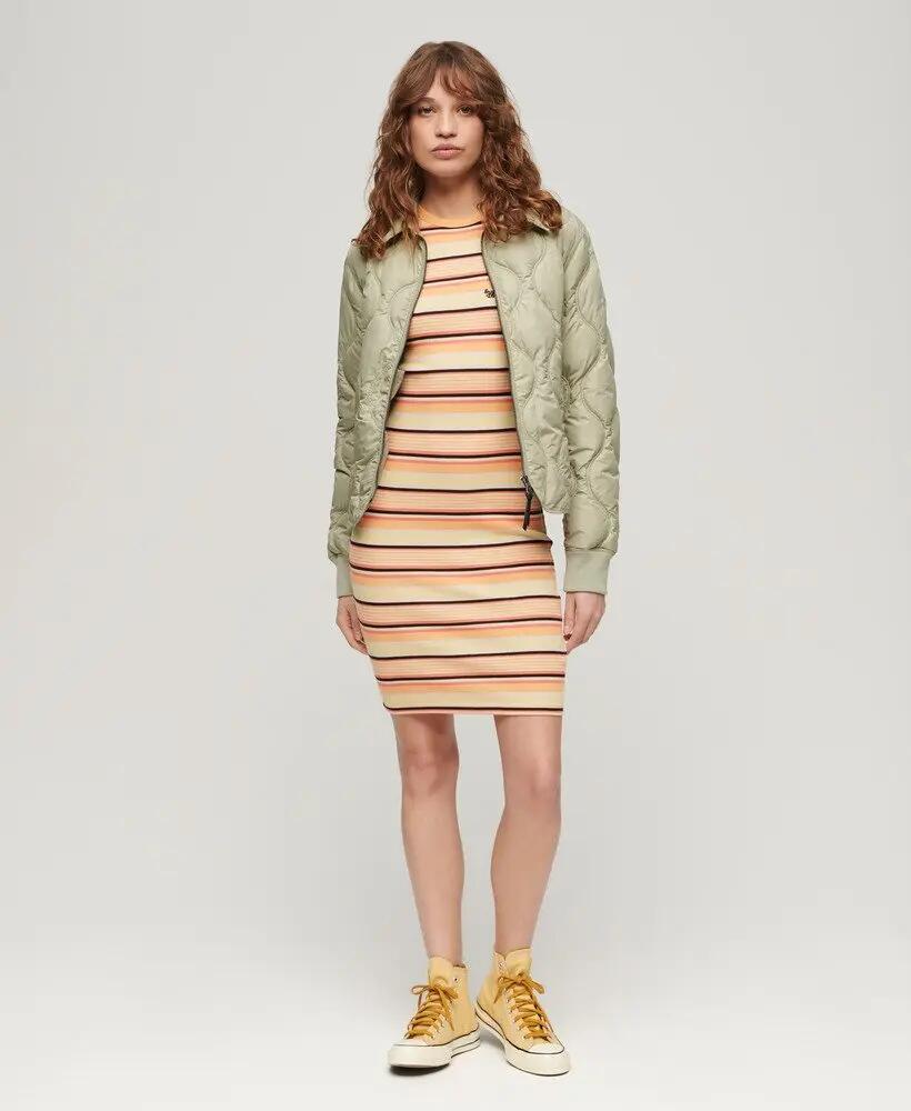 superdry Vestido midi justo de canalé – Varsity Orange Stripe 5/7